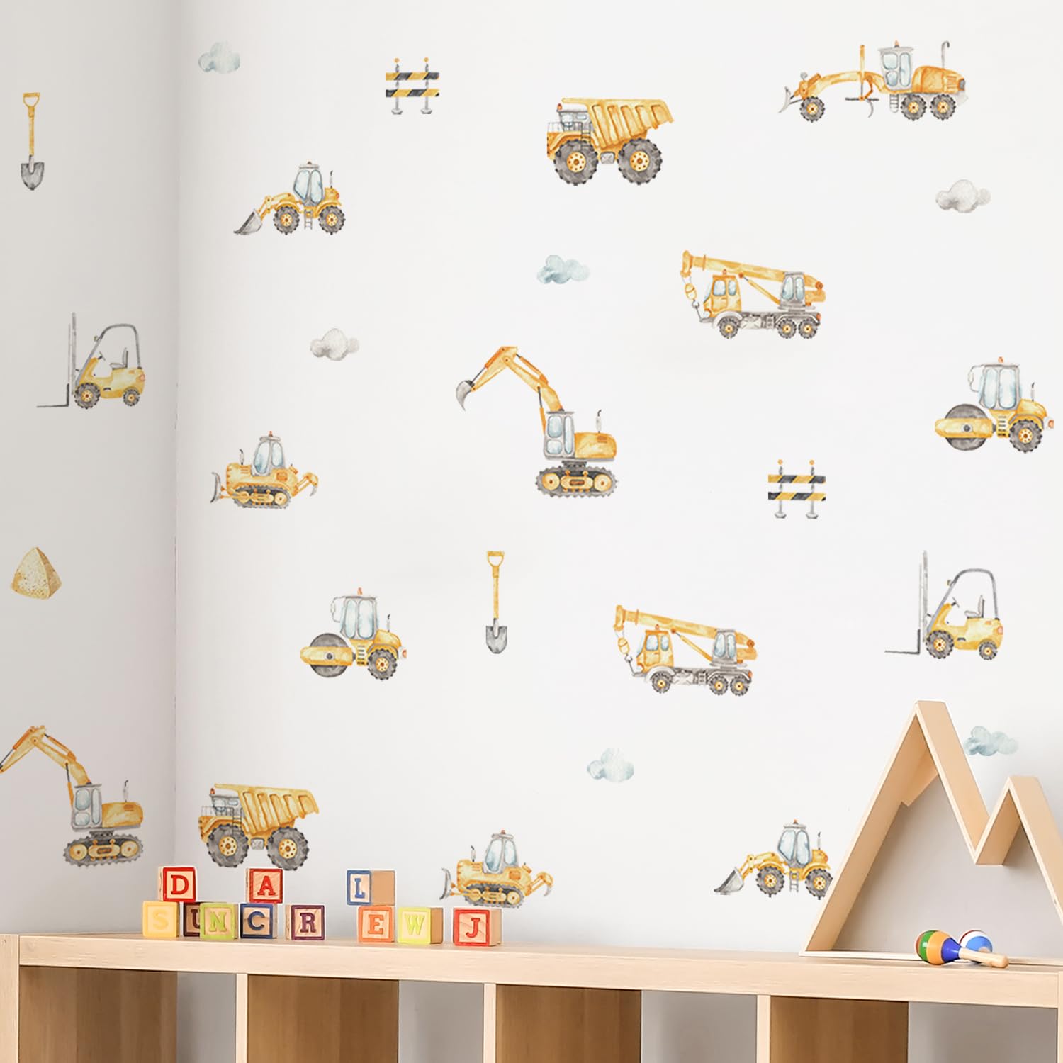 Neukids Car Wall Stickers, 64pcs Engineering Vehicle Wall Decal for Kids