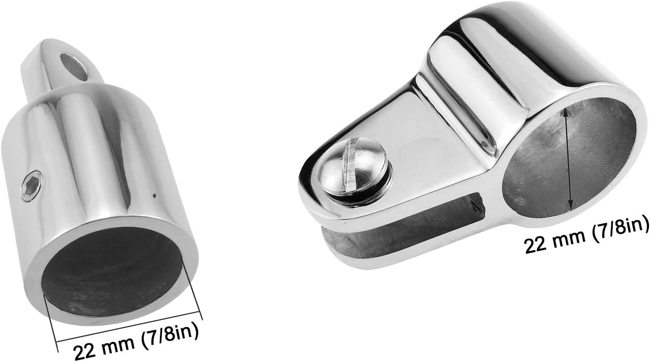 Bimini Top Eye End Fits OD Round Tubing, 12pcs/set 6 Jaw Slide 4 Eye End 2 Deck Hinge 3 Bow Bimini Top Fitting Boat Accessories 22mm (7/8in)
