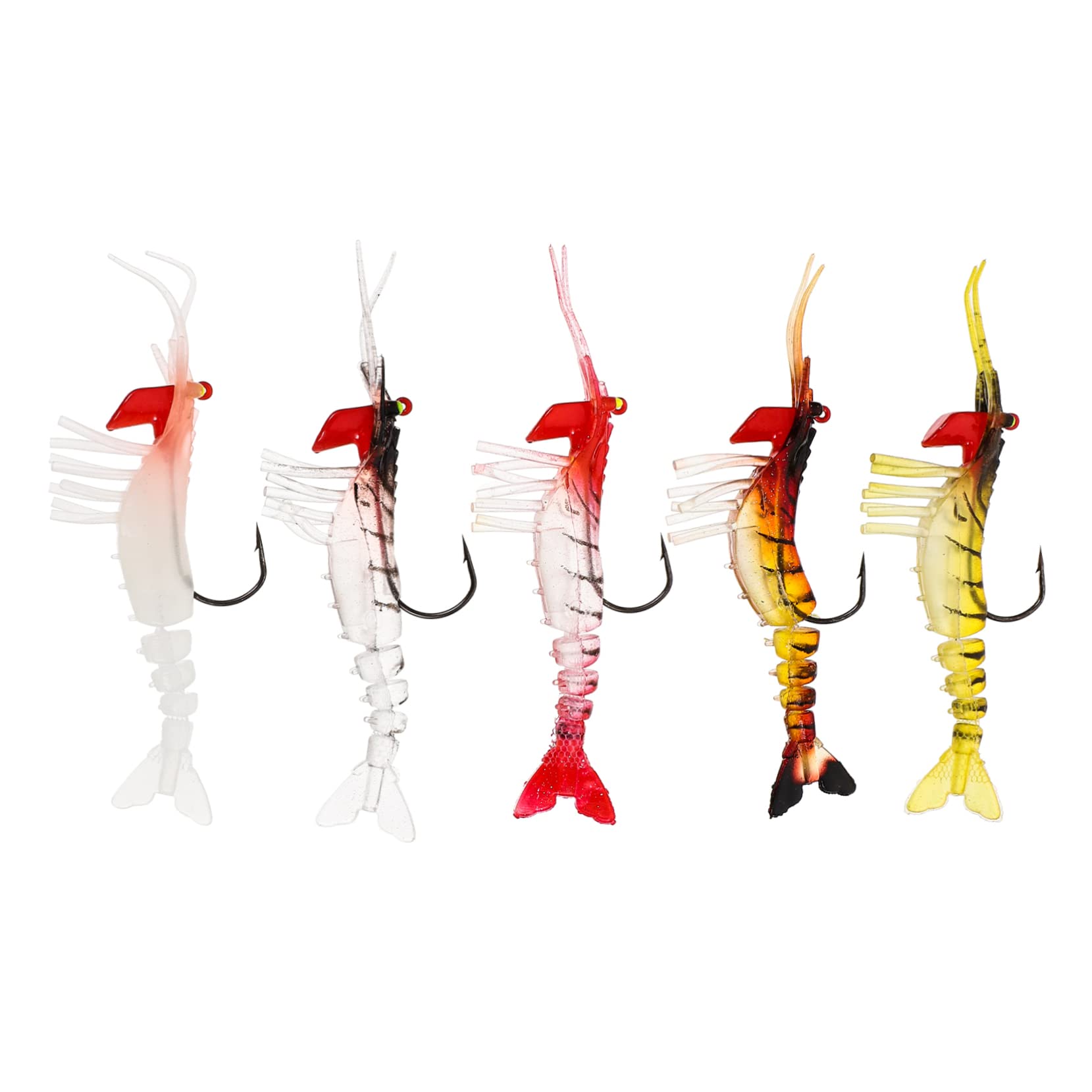 Mipcase 15 Pz Gambero bionico Esche da Pesca d'Acqua Dolce Esche Artificiali Luminose Esca Artificiale per gamberetti Esca da Pesca Testa Rossa Esca di gamberi attrezzo Esca Finta PVC