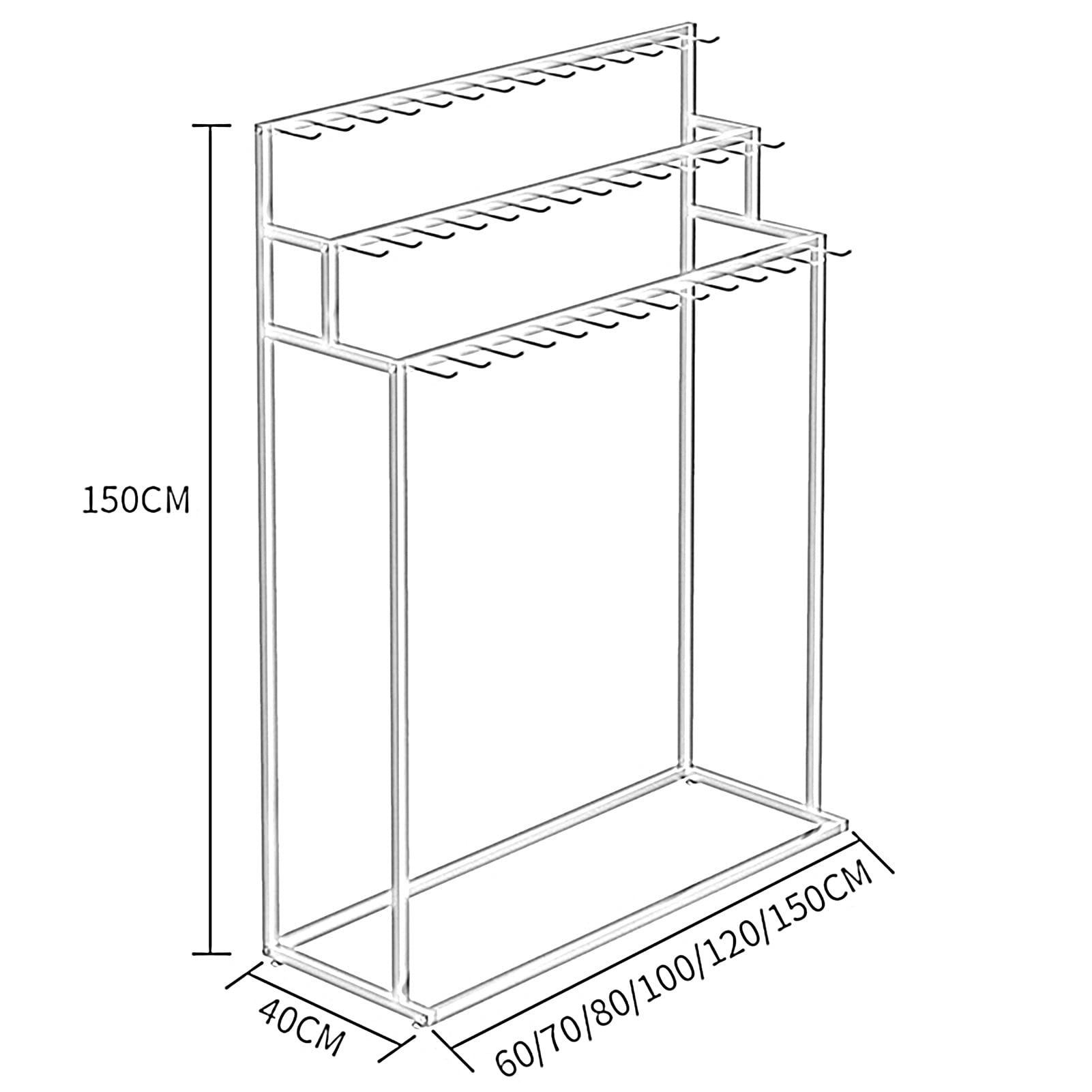 Expositor de cinturones para hombre con ganchos para colgar, multifuncional, para corbatas, bolsos, bufandas y paraguas, ideal para tiendas minoristas y estanterías comerciales (negro, 60 x 40 x 1 cm)