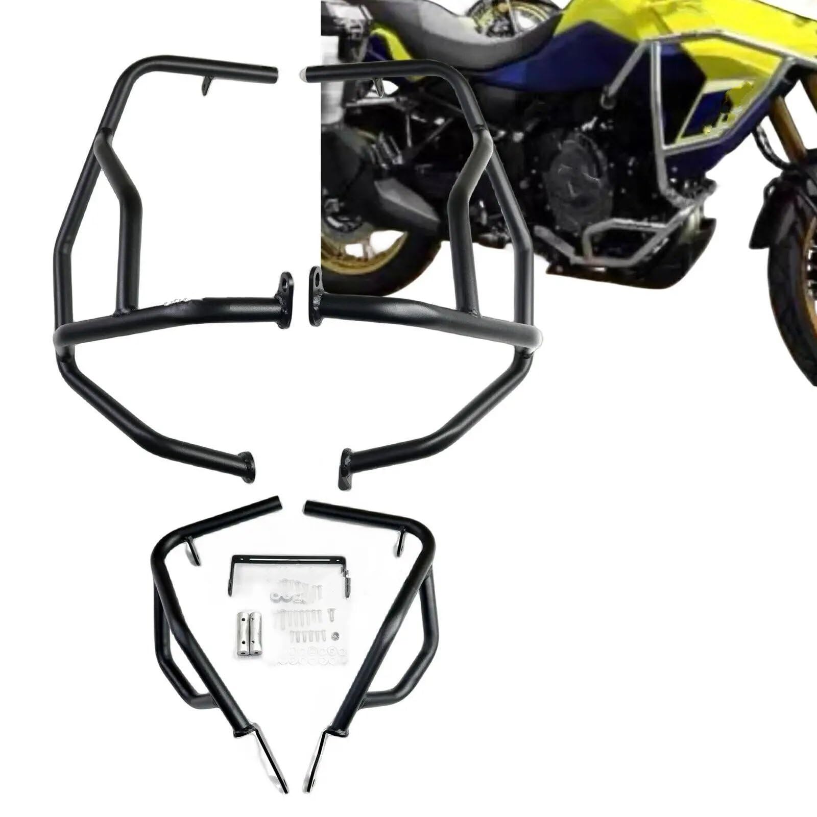 Paramotore Tubolare Per Suzuki Per Vstorm 800 Per DE 2023- Protezione Motore Inferiore E Superiore Barre Di Protezione Autostradali Nere Motorcycle motore Paraurti