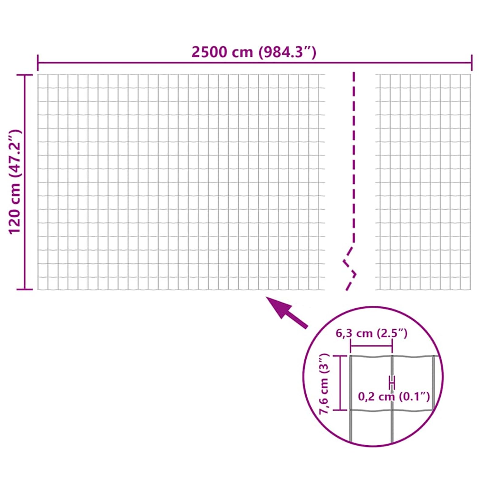 Gitterzaun 25x1,2m Maschendraht Garten
