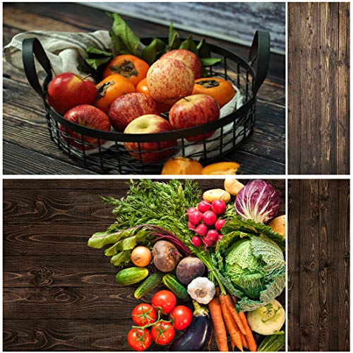 Allenjoy 34.4x15.7in Double Sided Rustic Wood Photography Background 2 in 1 Texture Pattern Paper Tabletop Backdrop Food Cake Jewelry Cosmetics Makeup Small Product Props Photo Shoot