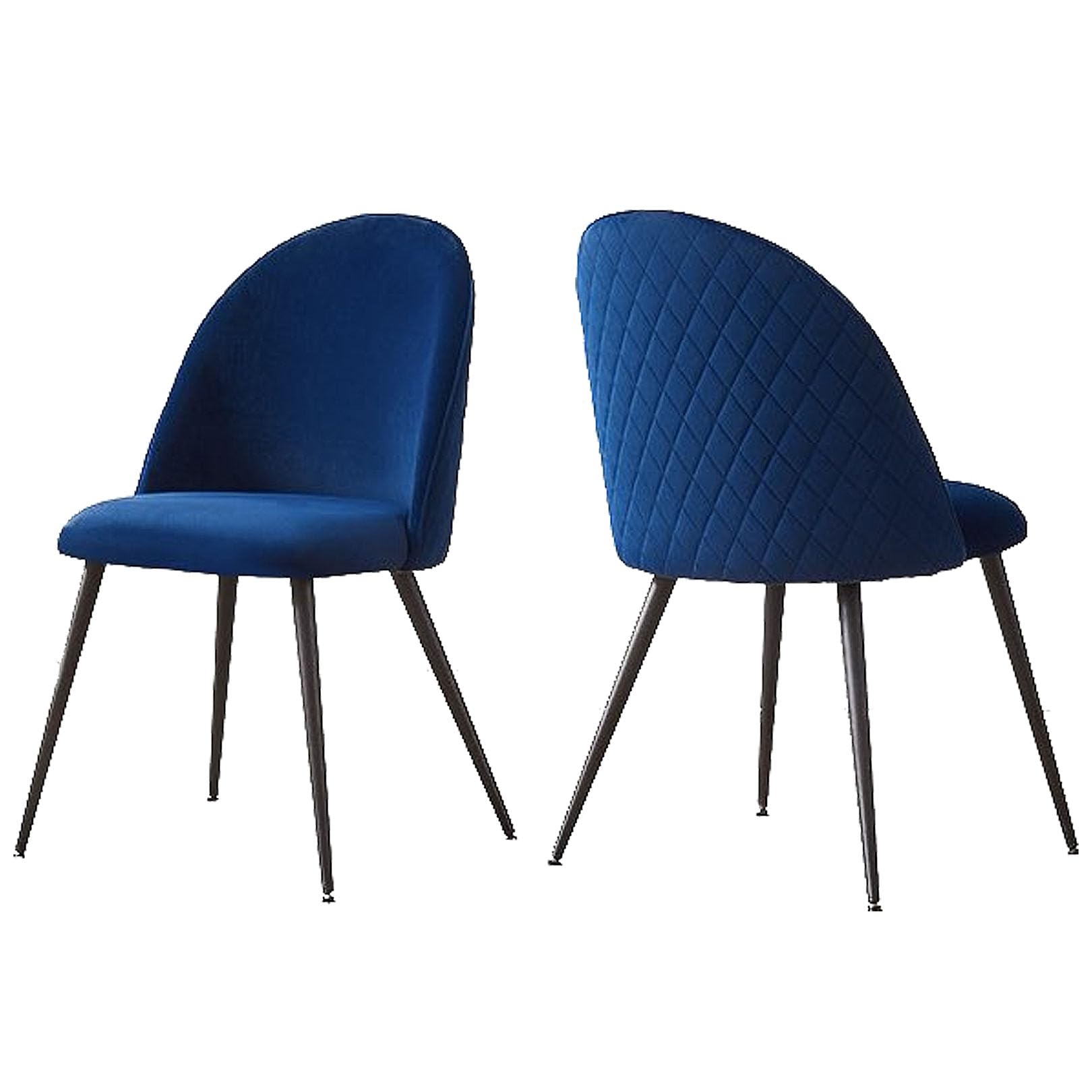 Amazon｜布張りベルベットブルーダイニングチェア2脚セット、シート高