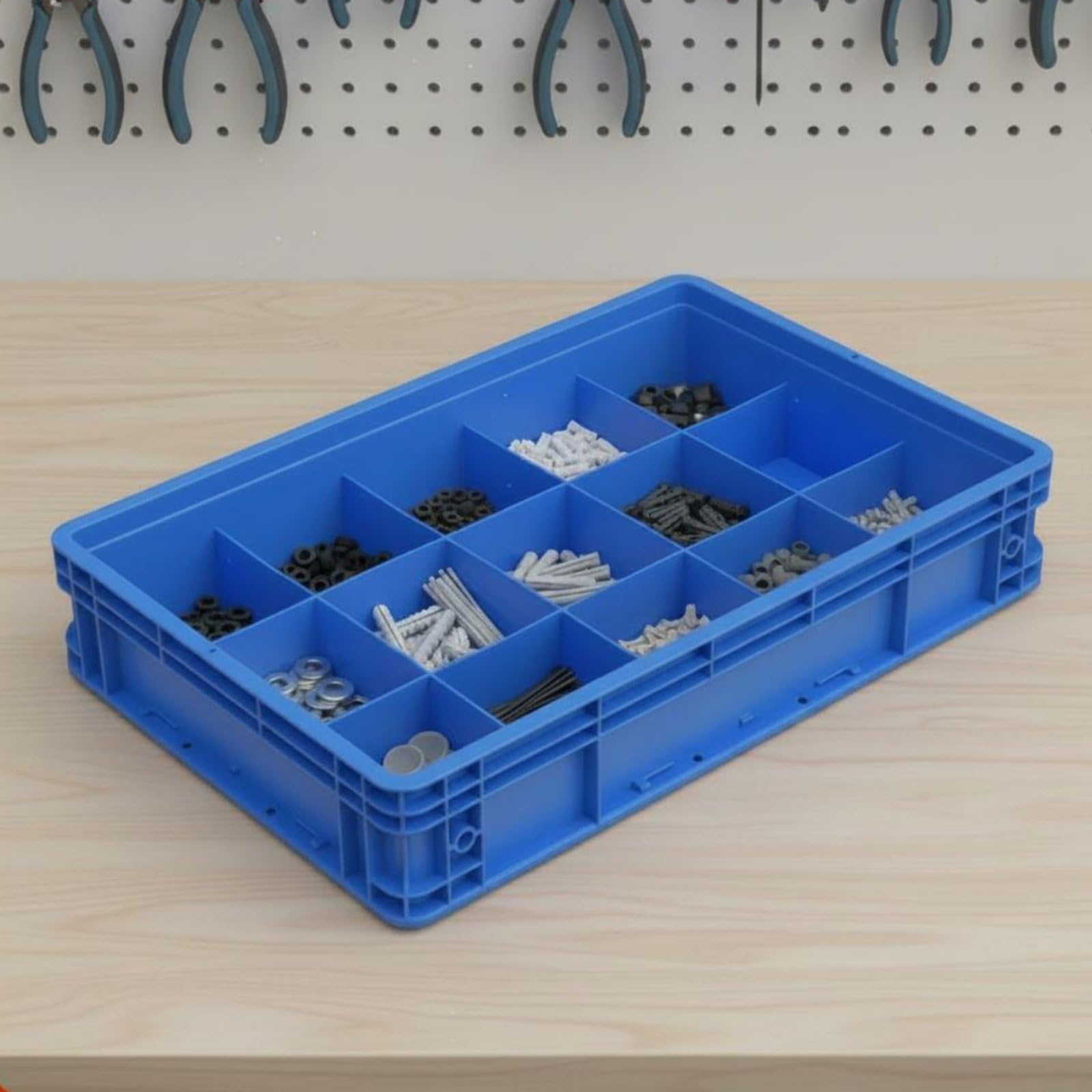 Caja Organizadora para Tornillos Piezas Herramientas Almacenaje con Diseño Apilable de Compartimentos Adecuada para Técnicos Mecánicos Aficionados y Manualidades en Taller y Garaje