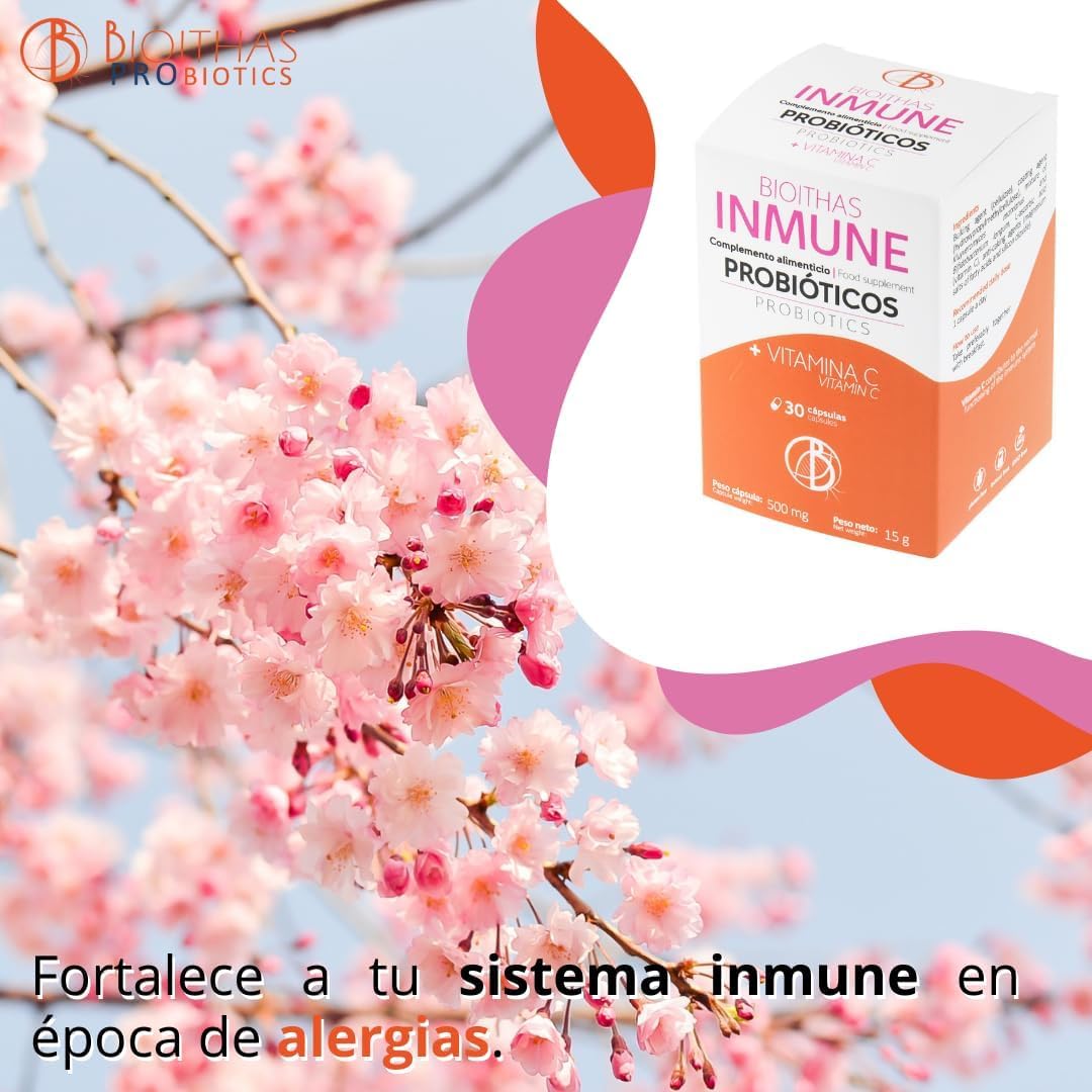 INMUNE - Probiotico para Foratalecer el Sistema Inmune. Con Vitamina C para Reforzar las Defensas. Tiempo recomendado 3 Meses. Envases de 30 cápsulas.