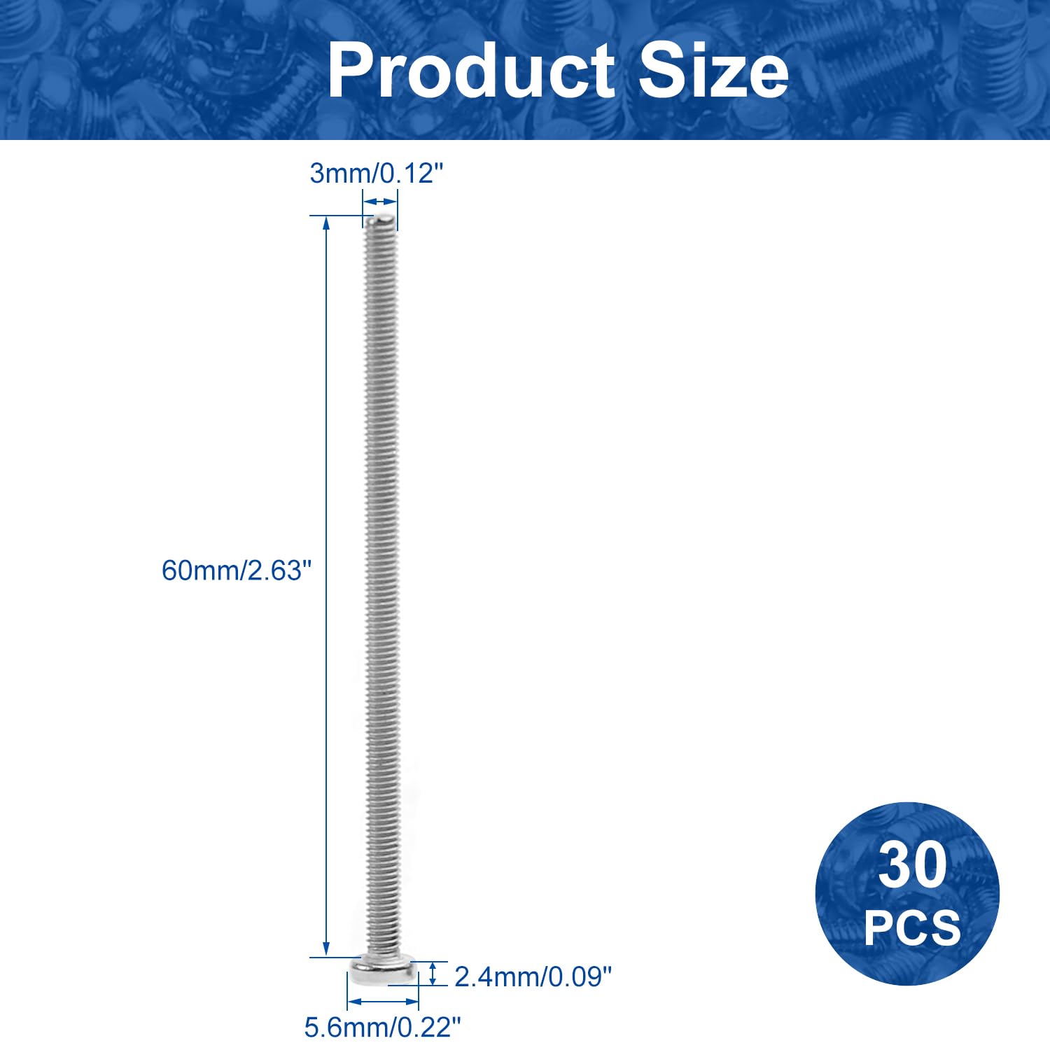 Viti A Macchina M3 X 60 Mm In Acciaio Inox 304 - Testa Pan Phillips, Grigio Argento, 30 Pezzi - Foto 6