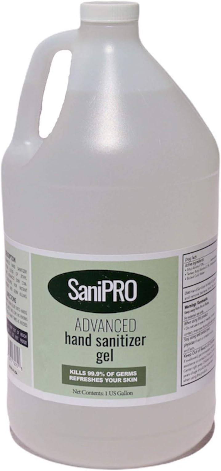 SaniPro 70% Liquid Formulation Advanced Hand Sanitizer Gel, Clear, 1 Gallon