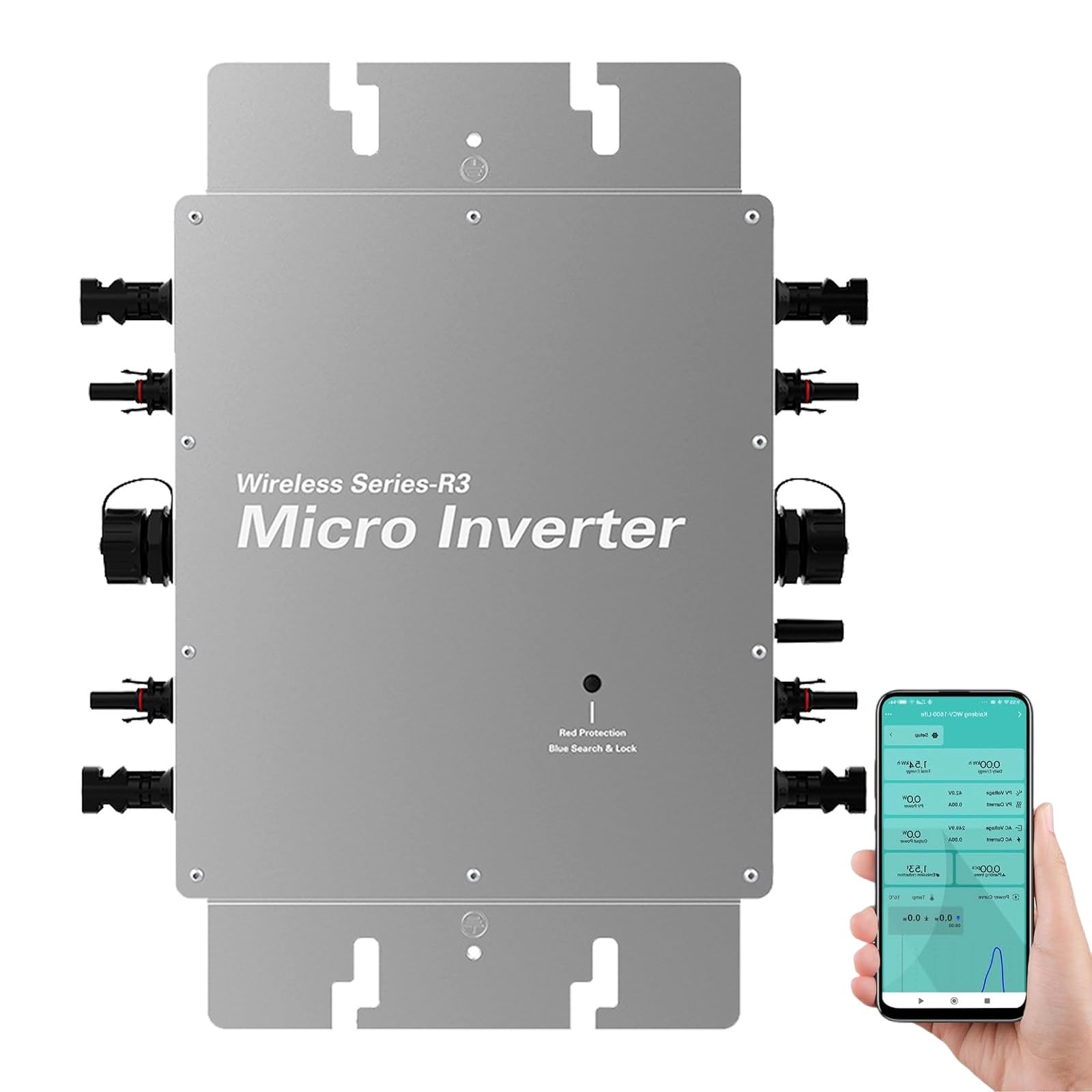 Streamlined appearance design of the WVC-1600W Micro Inverter with IP65 waterproof rating