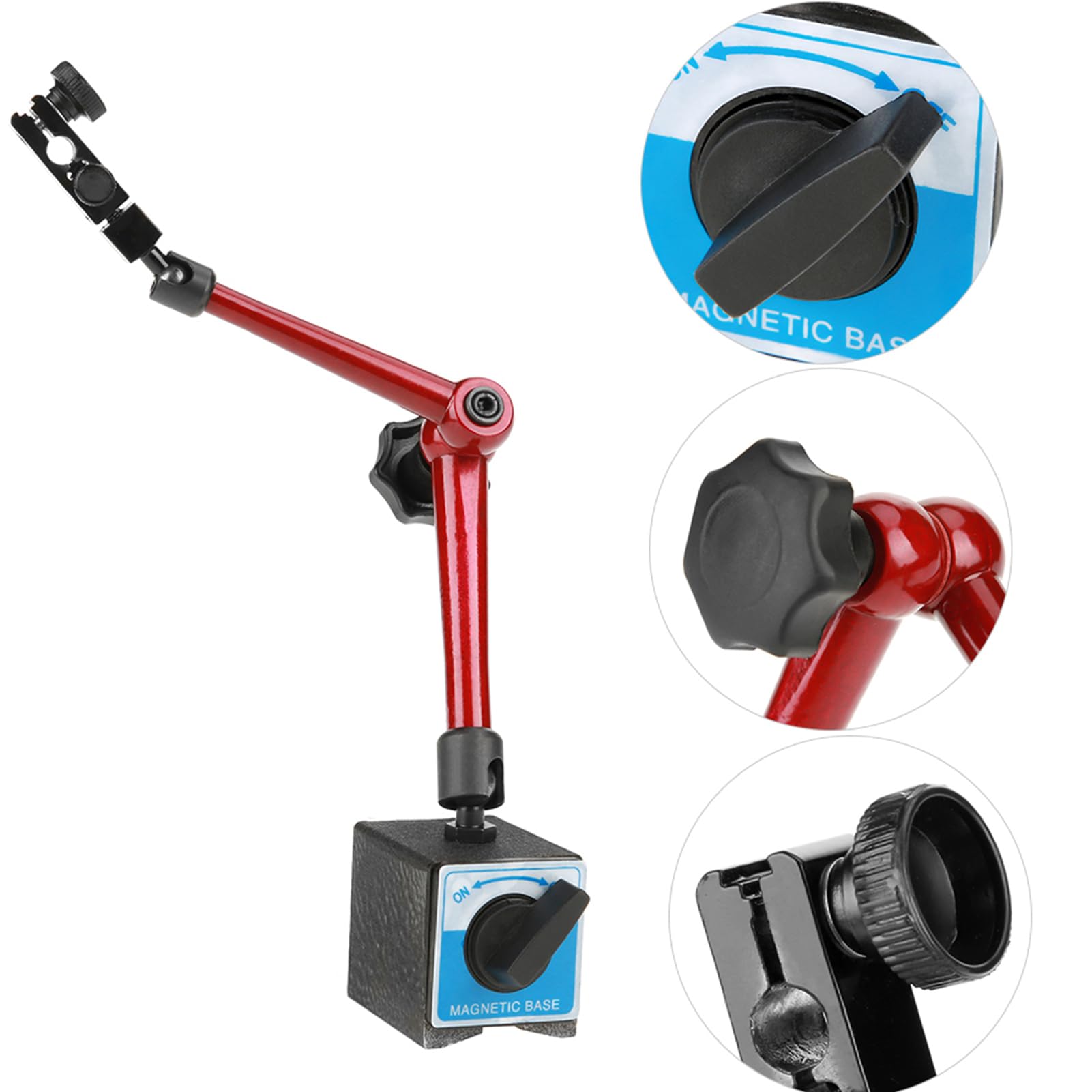 Sxhlseller Regulowana Uniwersalna Podstawa Magnetyczna 350 Mm, Uchwyt do | Alloy Steel Body, 7kg Holding Force, ON/OFF Switch, for Dial Indicator & Machine Setup