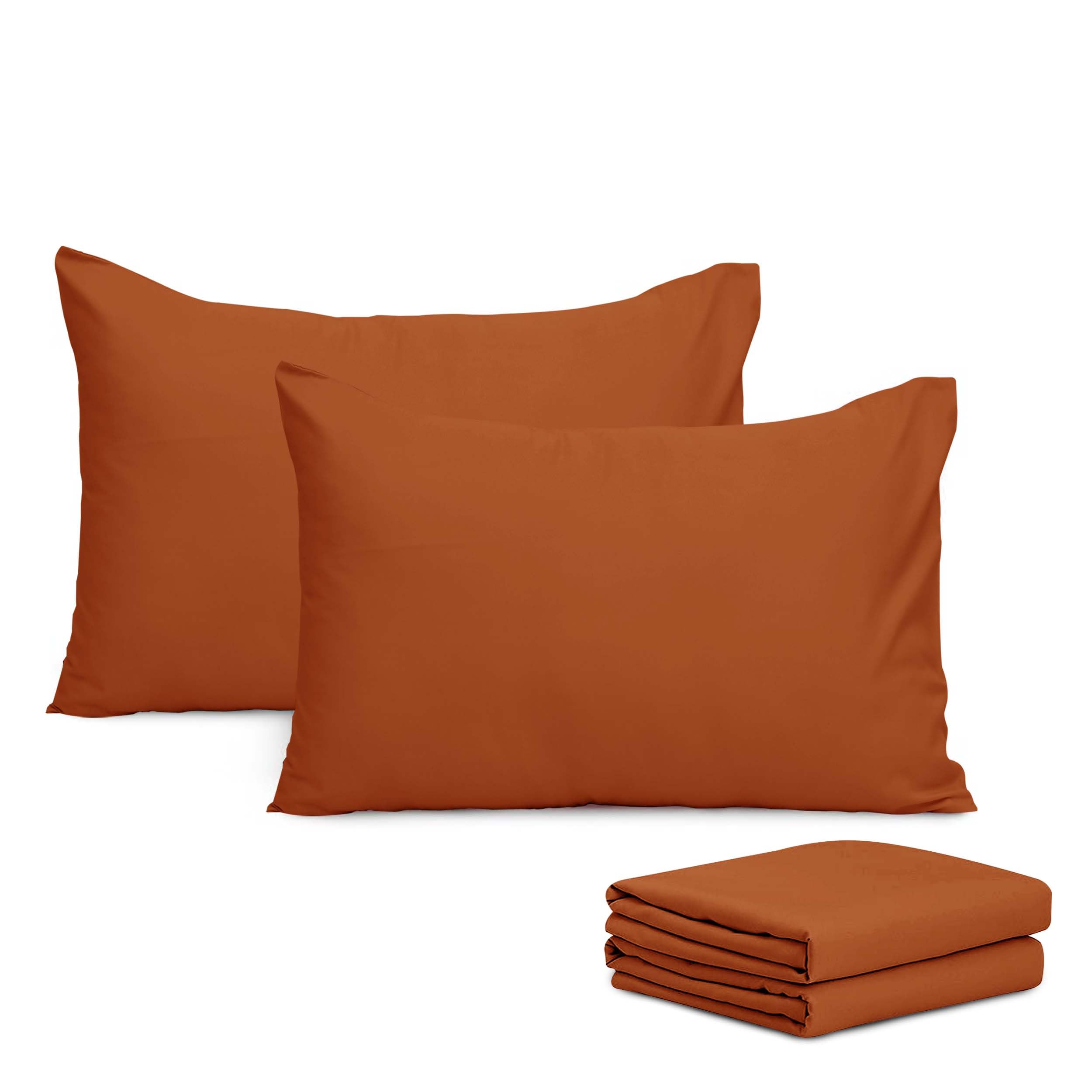 Imperial Rooms Pillow Cases 4 Pack Super Soft Easy Care Fade Resistant Hypoallergenic Brushed Microfibre Pillow Covers (Rust, Pillowcases 4 Pcs)
