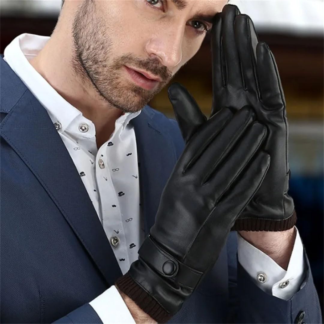 Damen Winter Warm Handschuh Gewaschene Lederoberfläche Mit Flauschigem Futter Radfahren Motorrad Handschuhe F Einheitsgröße