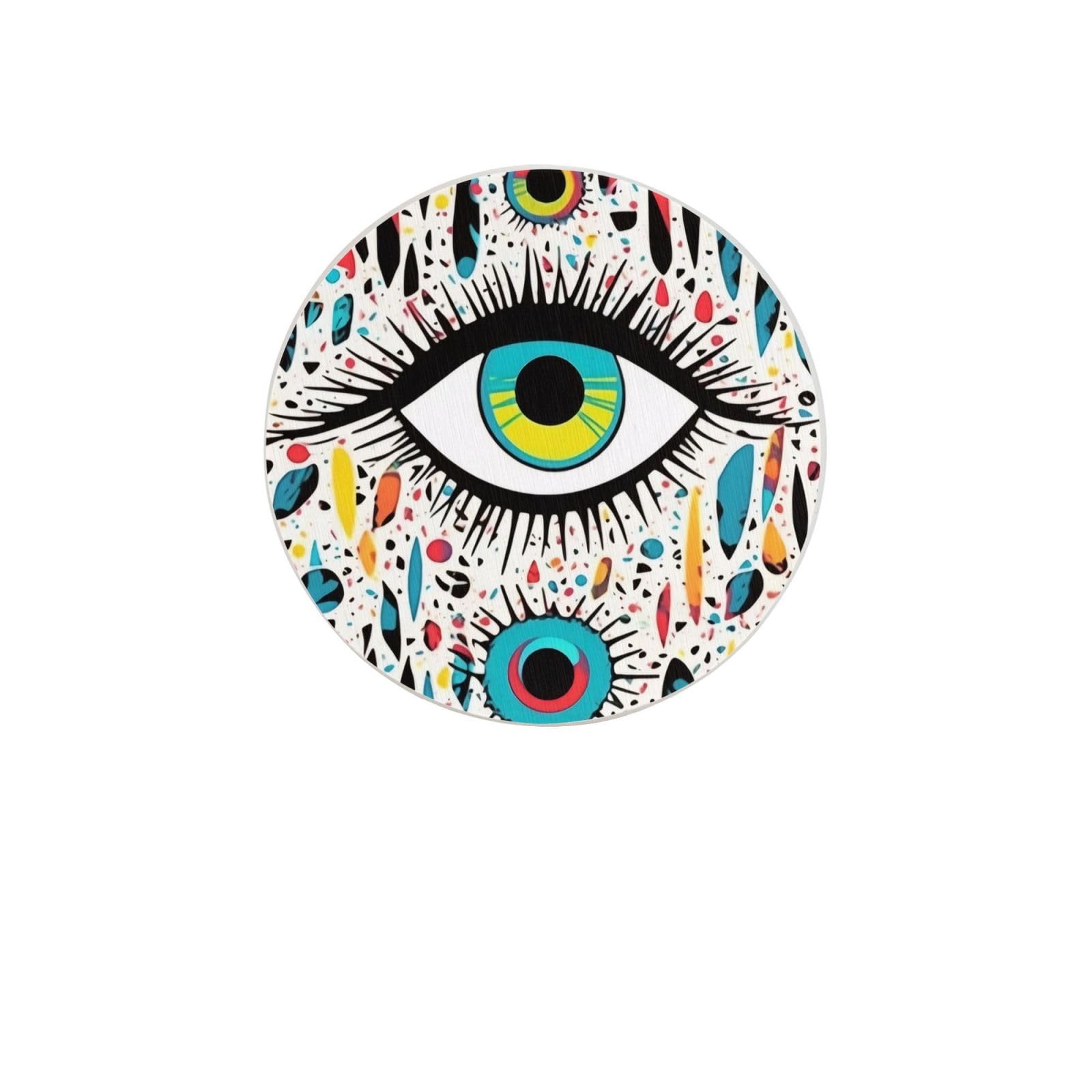 Evil Eyes Absorbent Drink Coasters Diatomaceous Round Coaster 4 Inch Reusable Cup Coasters Set 4pc