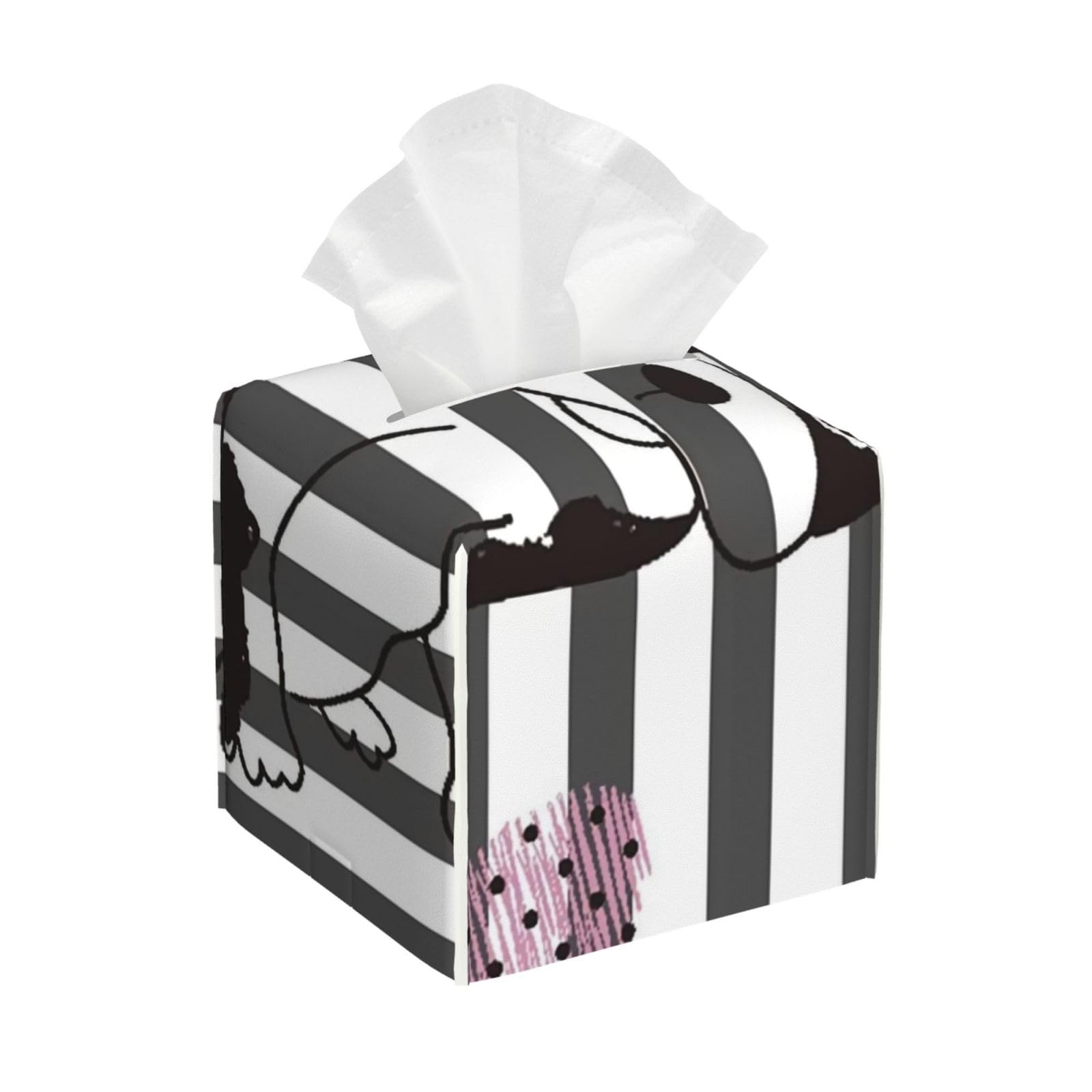 Cute French Bulldog Puppy Vector Illustion PVC Cube Tissue Pack for Home Office Bathroom Use