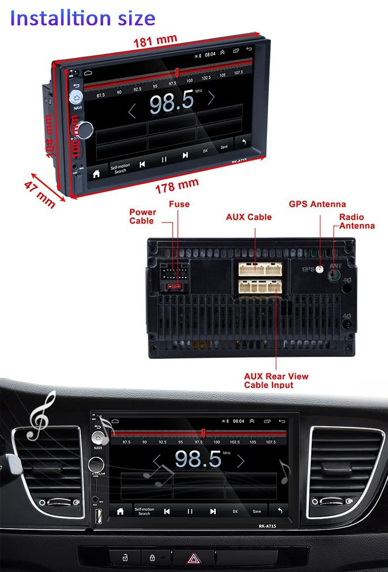 Camecho dubbele DIN autoradio, bluetooth, 7 inch scherm, touchscreen