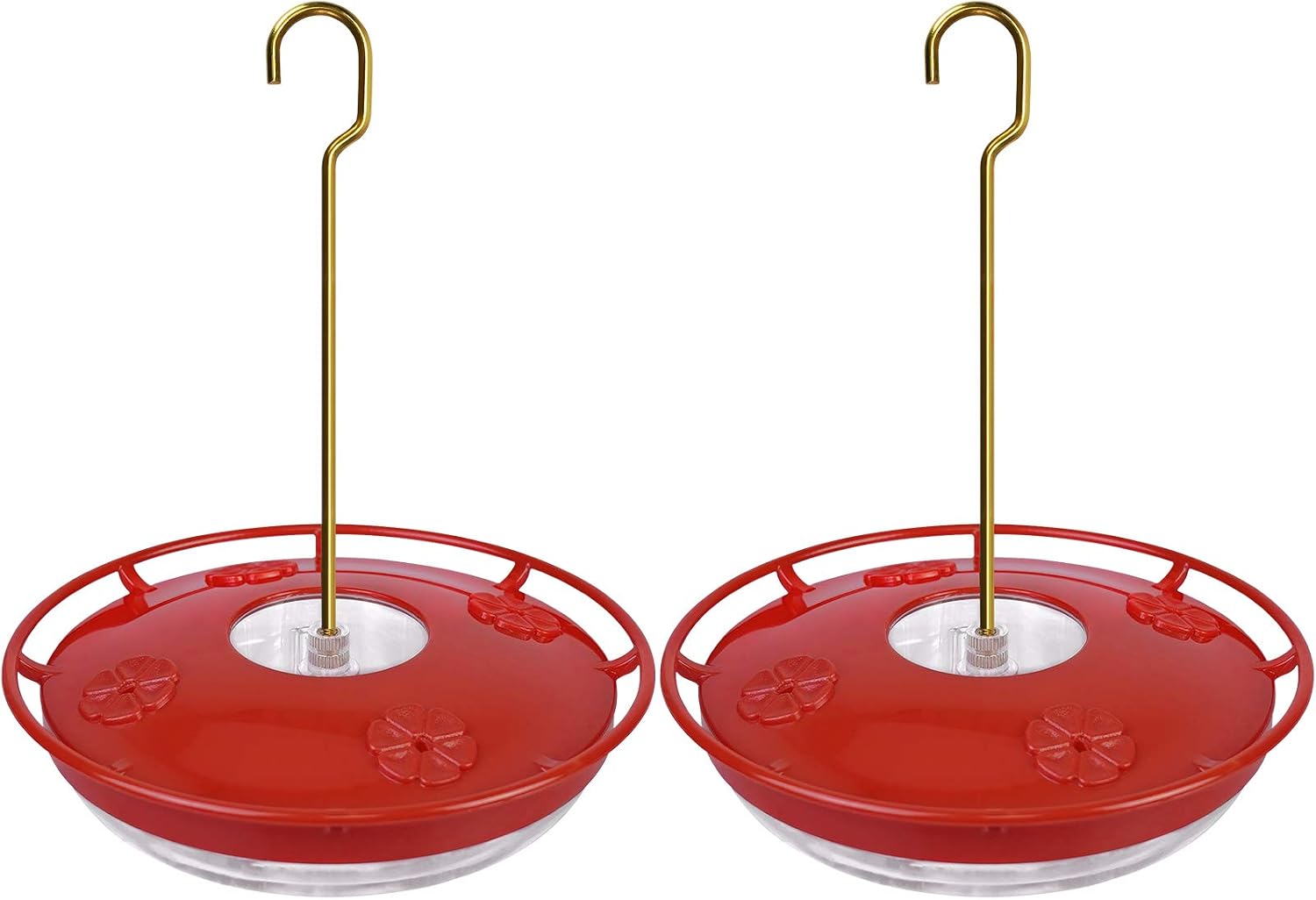 Hummingbird Feeders for Outdoors, 12 oz Hummingbird Feeder with 4 Red Feeding Ports, Hanging Bird Feeders for Outside Garden Yard Decoration, Leak-Proof, Ant Moat & Bee Proof, 2 Pack