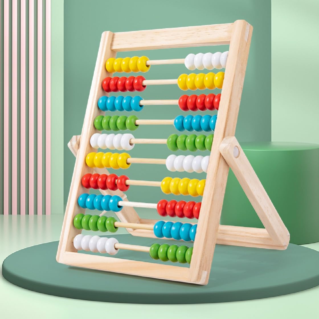 monterbear Preschool Math Learning Toys, 10-Row Wooden Framed Abacus with Multi-Color Beads, Gift for Toddler Boys and Girls Aged 3 4 5 6 Years Old