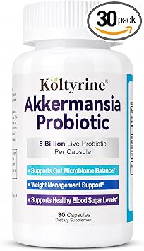 Akkermansia Probiotic, 5 Billion Live Probiotic with Prebiotic Fiber, Delayed Release Gut Health Supplement for Women & Men, Supports Digestive Balance & Gut Microbiome, 30 Capsules