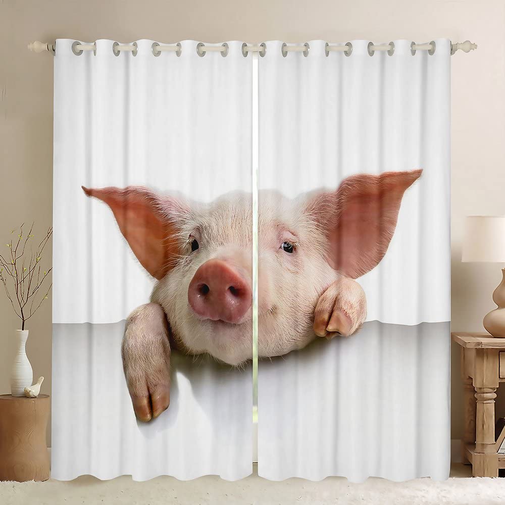 Urocza świnka zasłony zaciemniające (30%-50%) 3D zwierzęta kurtyna kawaii świnka zaciemniająca okna do sypialni świnia zwierzęta dekoracje okienne szer. 66 x dł. 72