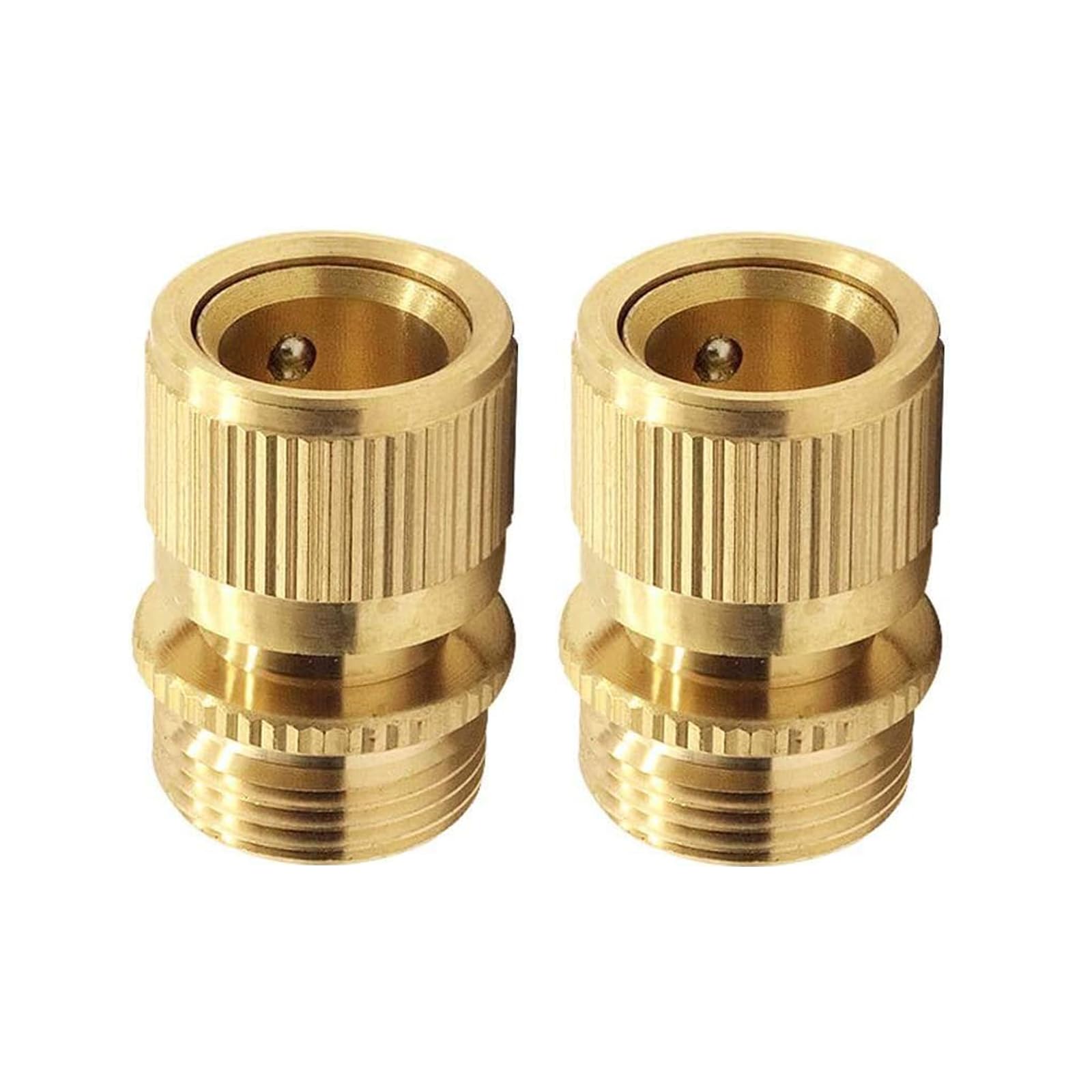 Hydrogarden 2 PC Brass Tap Connector 3/4 Inch BSP Male to Snap On Female Quick Connect Fitting for Garden Hosepipe Hozelock Gardena Compatible Click Lock Adapter for Taps( โ image 1