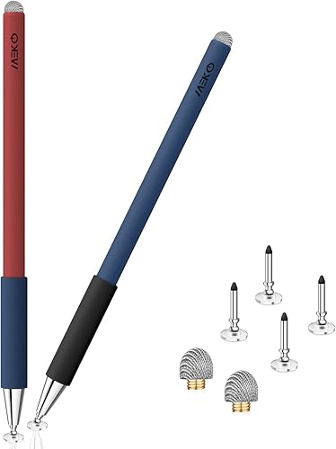 MEKO - Lápiz capacitivo universal para iPad (2 unidades), 2 en 1, 3 generación, para AppleiPhoneiPad proMiniAirAndroidMicrosoftSurface, todas las