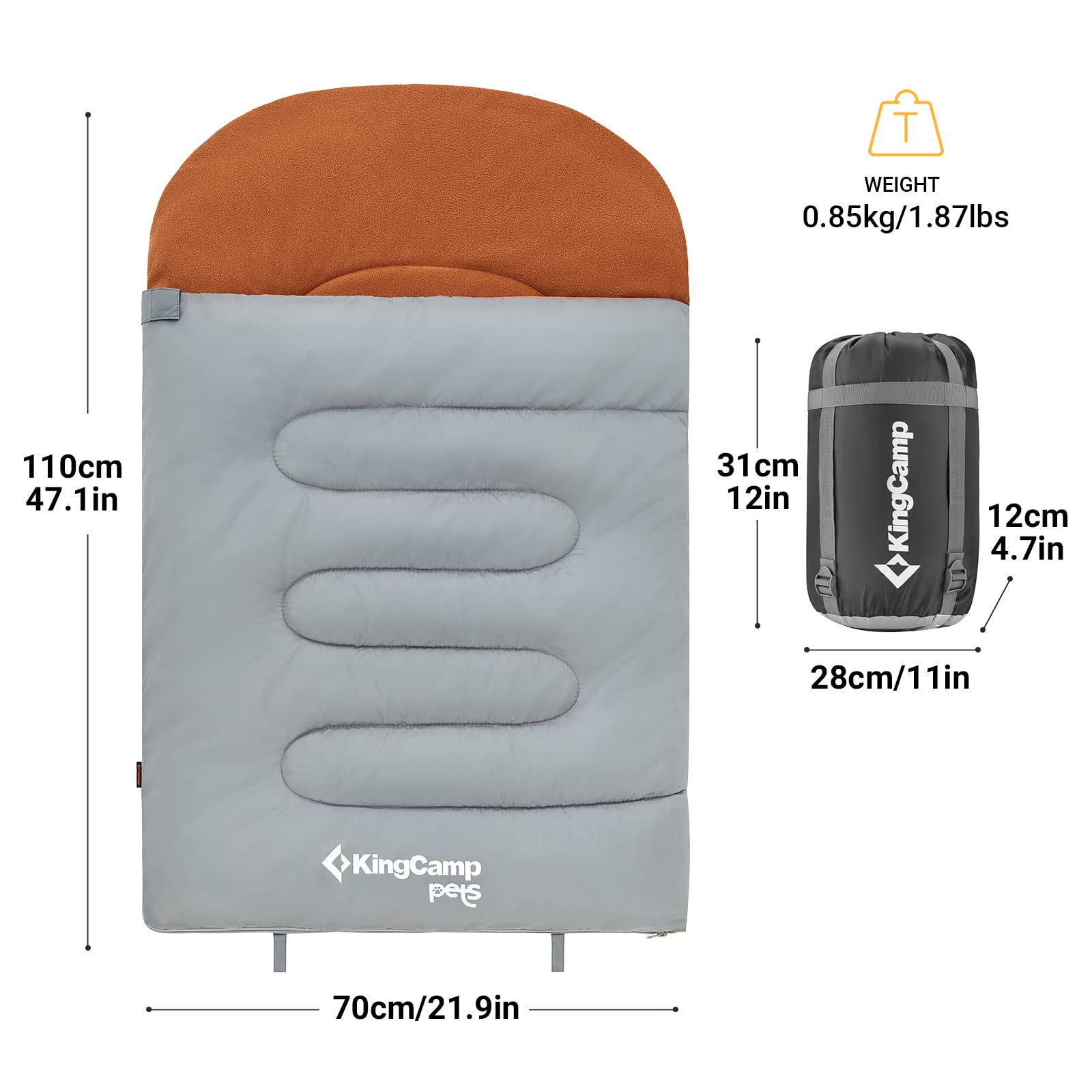 KingCamp Sac de Couchage pour Chien Imperméable, Couverture pour Chien Chat Chiot Doux Lavable, Coussin pour Chiens Grande Chaude pour Voiture Camping Randonnée Voyage Intérieur Extérieur 110cmx70cm