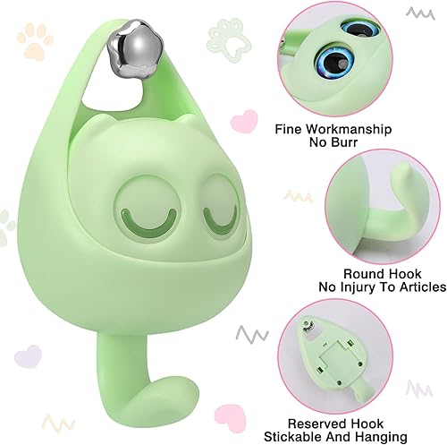 Miniatura 2 de Ganchos adhesivos creativos, 3 ganchos de gato para colgar toallas, sombreros, abrigos, bolsas de tela, cinturones, llaves, para decoraciones