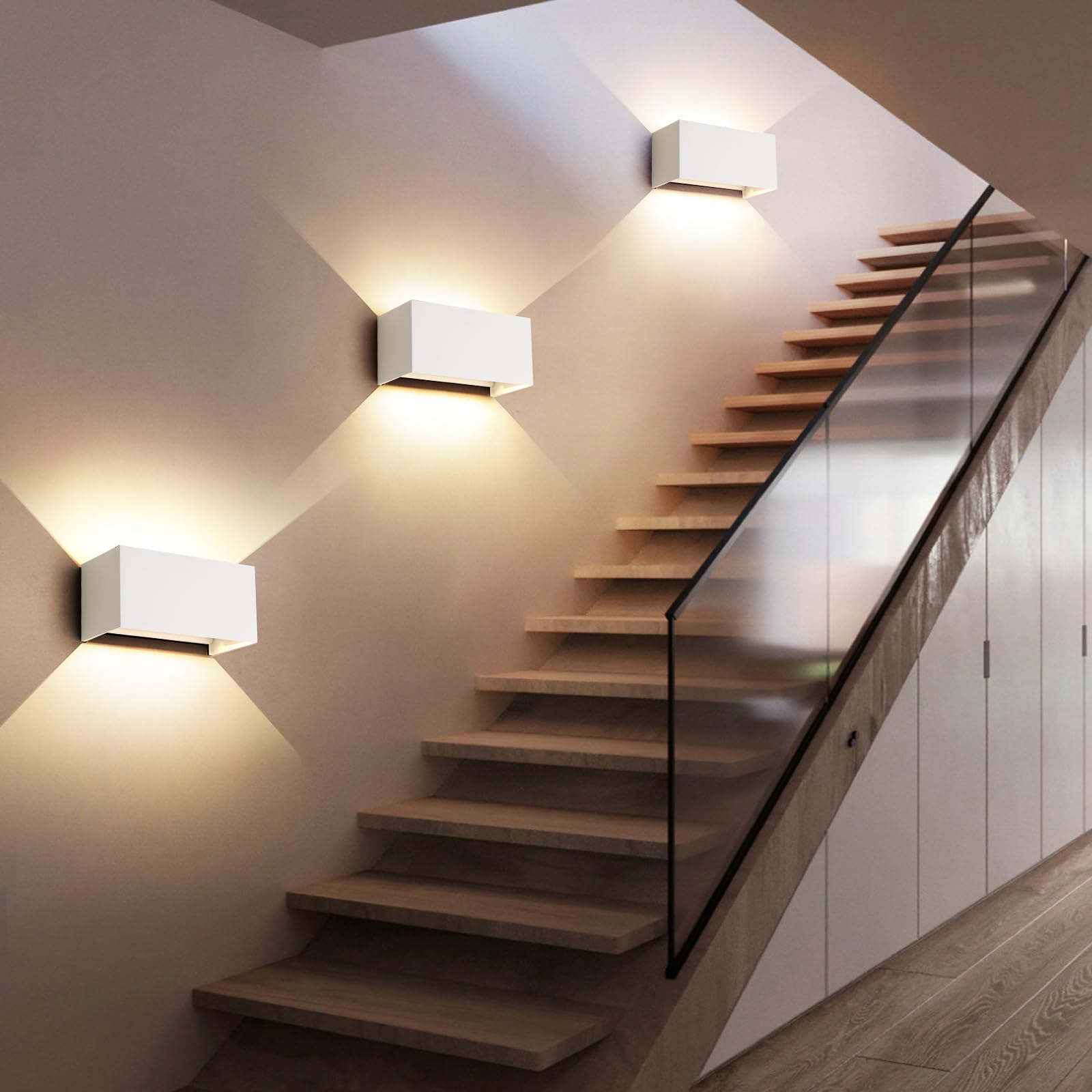 FUPE LED Wandleuchte Innen/Außen,25W Wandleuchte Aussen 3000K LED Aussenleuchte Mit Einstellbar Abstrahlwinkel Wandbeleuchtung innen IP65.