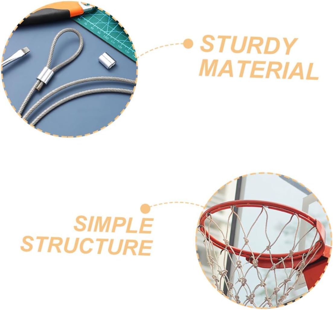 TEHAUX 2pcs Basketball Net Replacement Cord Heavy Duty Plastic-Coated Steel Wire Aluminum Buckle for Indoor Outdoor Basketball Hoops and Rim Stringing