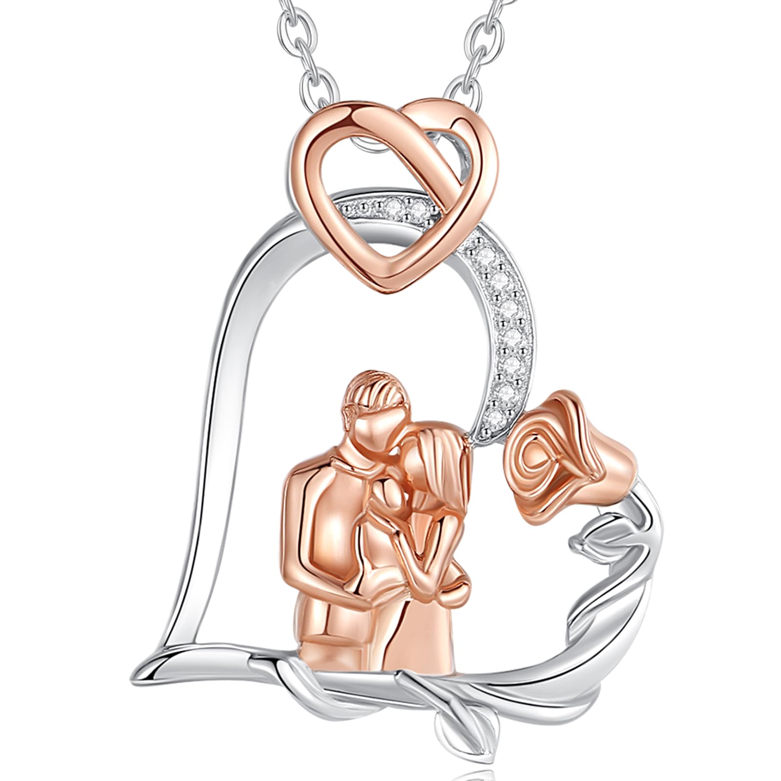 EUDORA Harmony Ball Collana Madre Bambina Argento Sterling 925 per Donna, Ciondolo Madre Figlia Doppio Cuore Gioielli Regalo Festa della Mamma per Mamma Moglie, Catena da 45 cm