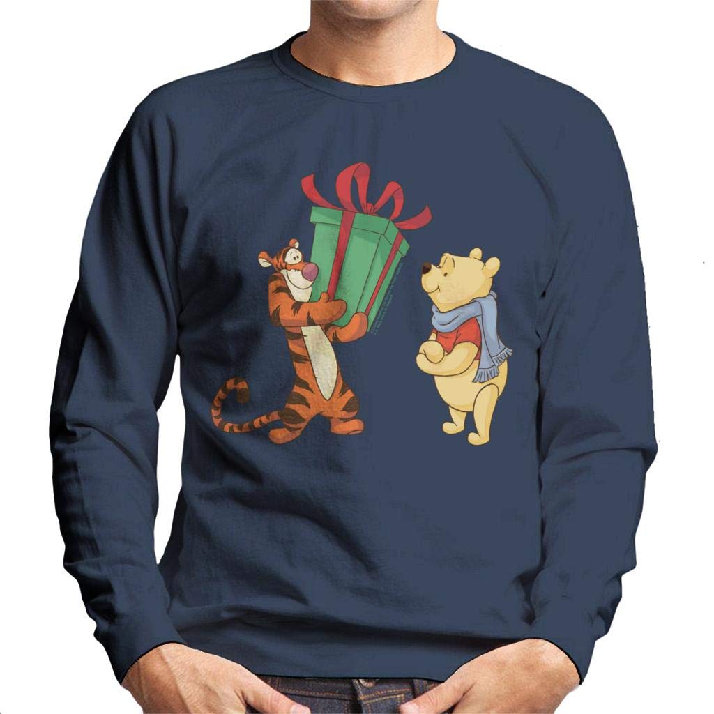 Disney Men's Navy Blue Winnie The Pooh Tigger Christmas Sweatshirt