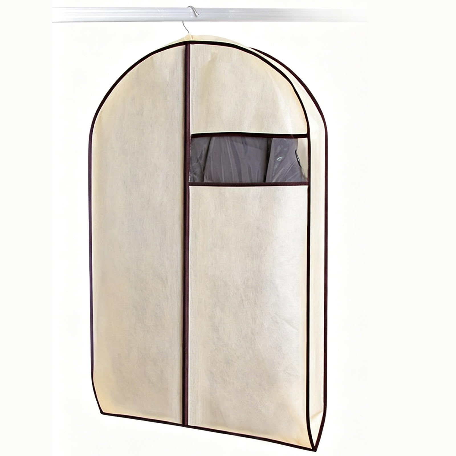 Clothes Cover for Hanging, Garment Bags for Hanging Clothes, Zippered Suit Bags to Store Jackets and Coats(Beige,60 * 10 * 100cm/24 * 4 * 39in)