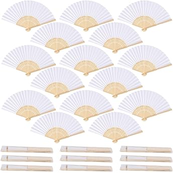 iZoeL Pack of 24 Hand Fans Wedding Paper Fans Guest Gift White Pack of 24 white fans with bag wedding fan folding fan wedding decoration for summer party guest gift and accessory