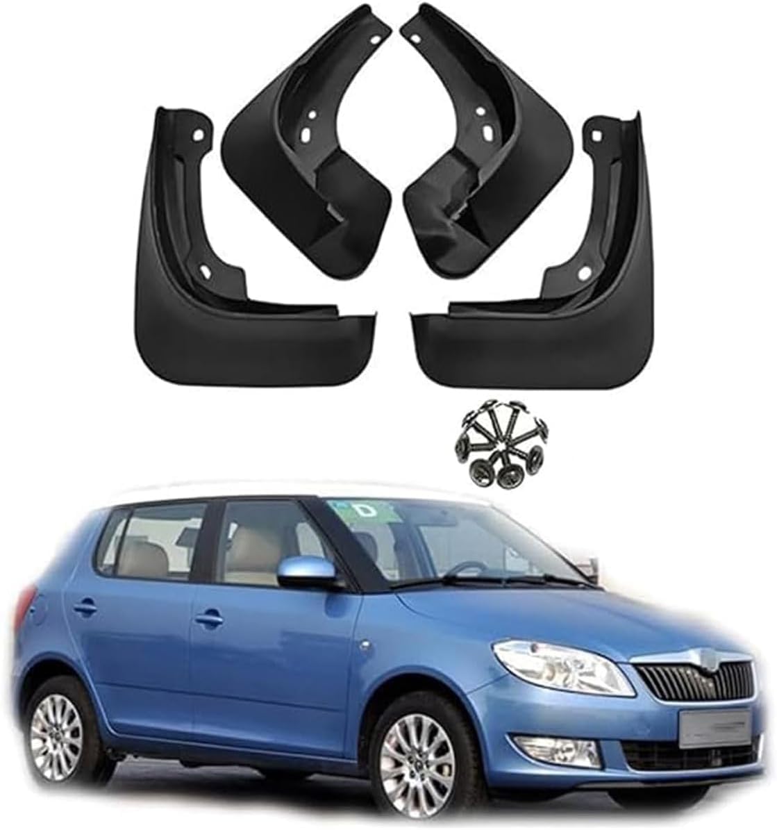 Weiyh Normal No Drill Mud Flaps For Car Front Rear Wheel For Skoda Fabia 2012-2014