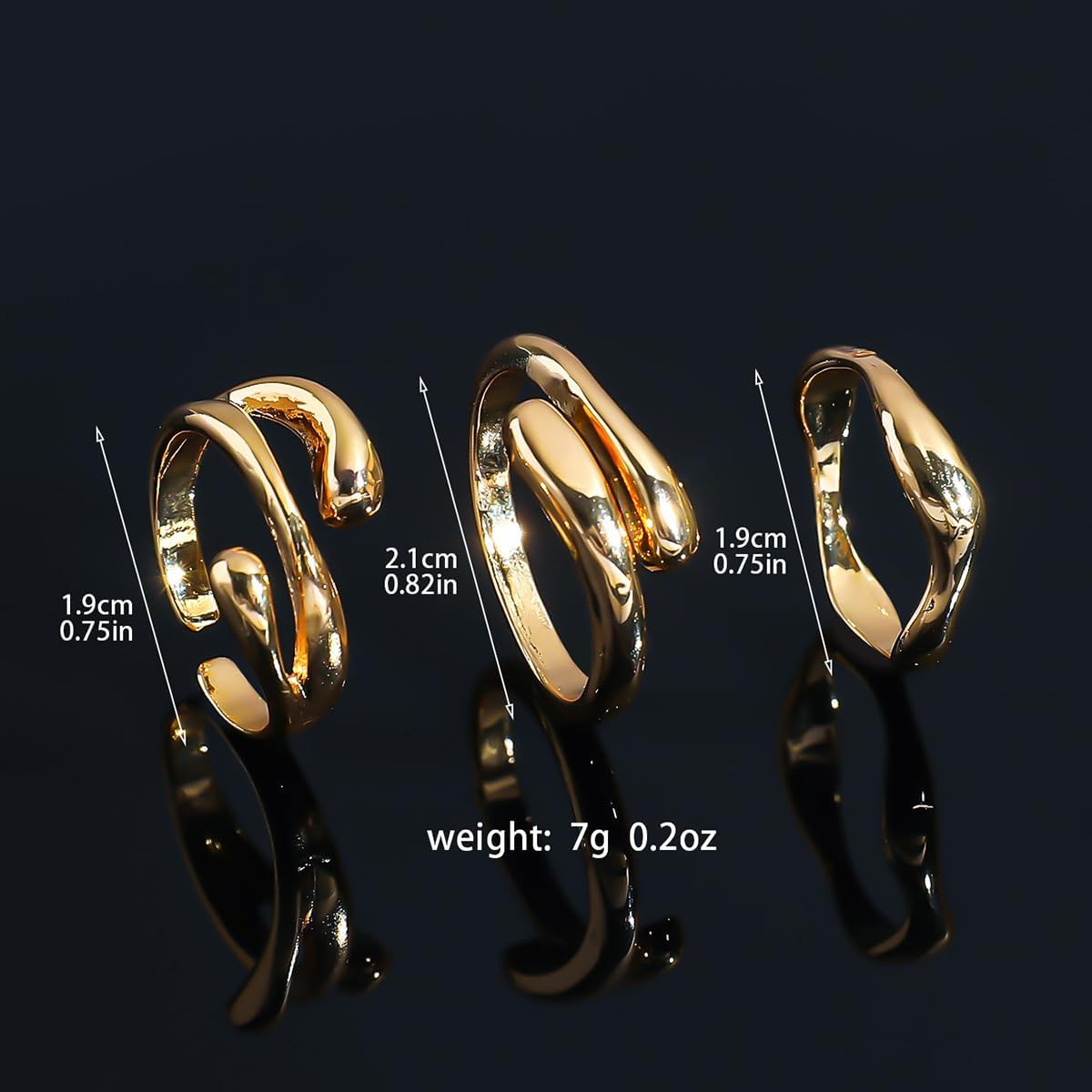 Gold Chunky Rings Set for Women Adjustable Open Statement Rings Twisted Stacking Knuckle Thumb Ring Fashion Jewelry Set Accessories - Image 7