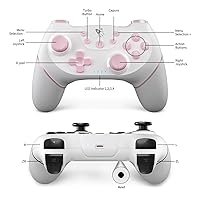 Vista 2 de AceGamer 2 pack Wireless Controller for Nintendo Switch/Lite/OLED/Switch 2/PC, Dual Vibration/Turbo/Ergonomic ! (White and Pink)
