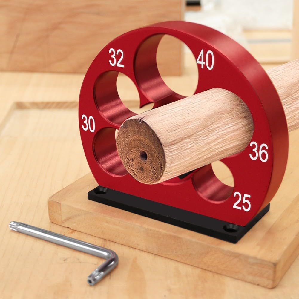 Holzbearbeitungsdübelschneidervorrichtung, 8–20 mm Dübelmacher-Vorrichtung, verstellbare Dübelschneiderplatte, Rundstab-Hilfswerkzeug, für Holzbearbeitung (5 Löcher 25–40 mm)