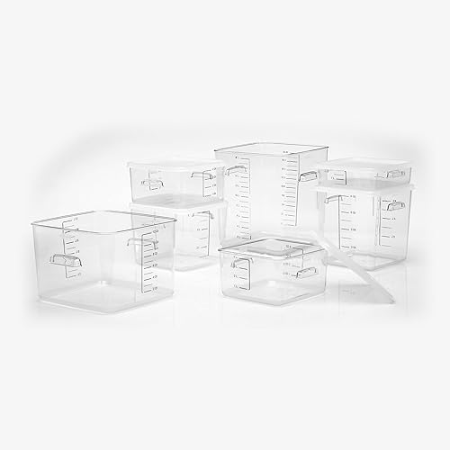 Miniatura 2 de Rubbermaid Commercial Products Contenedor de almacenamiento de alimentos cuadrado de plástico para ahorrar espacio para la cocina / Sous Vide / Food