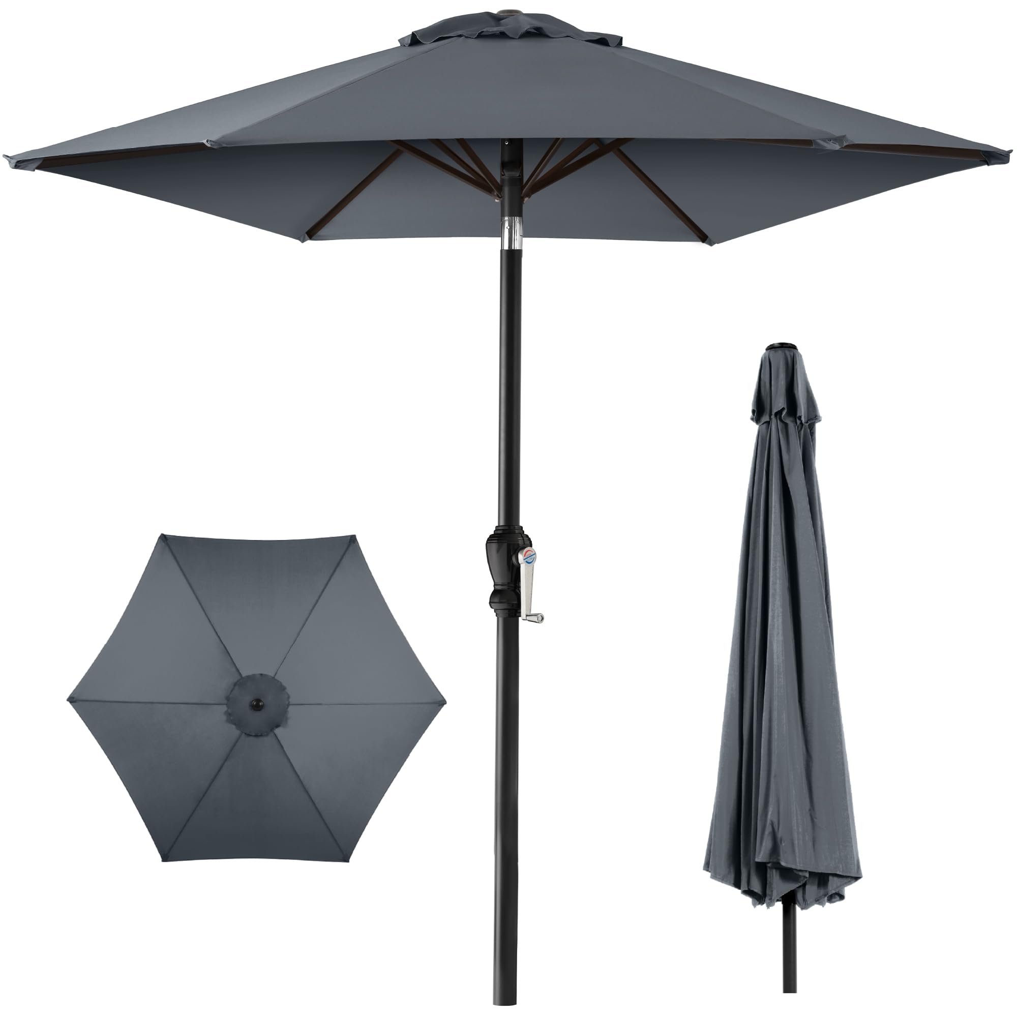 Best Choice Products 10ft Outdoor Patio Umbrella, Outdoor Table Umbrella, Yard Umbrella, Market Umbrella with 8 Sturdy Ribs, Push Button, Tilt and Crank - Slate
