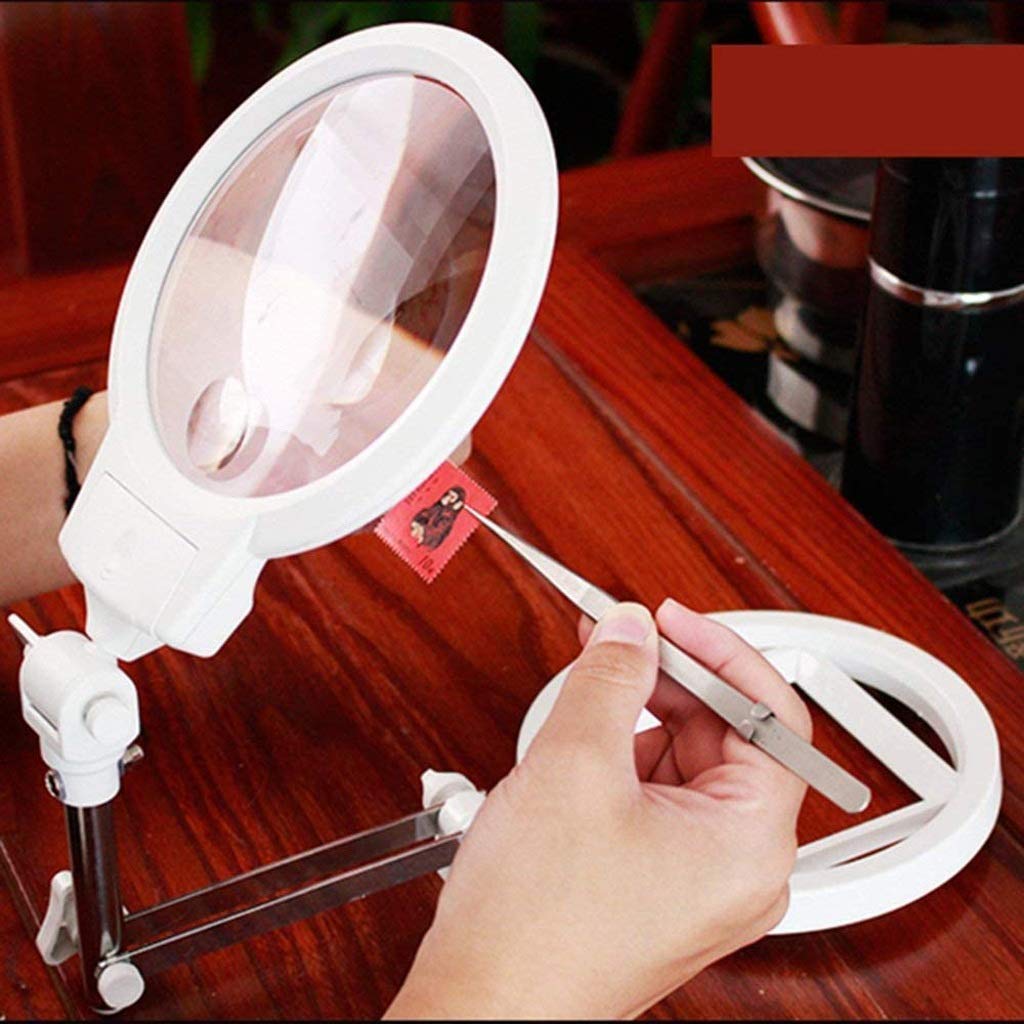 Lente d'Ingrandimento da Lettura per Riparazione Desktop, Giornale di Lettura per Studenti Anziani con Lente d'Ingrandimento da Tavolo a Luce LED