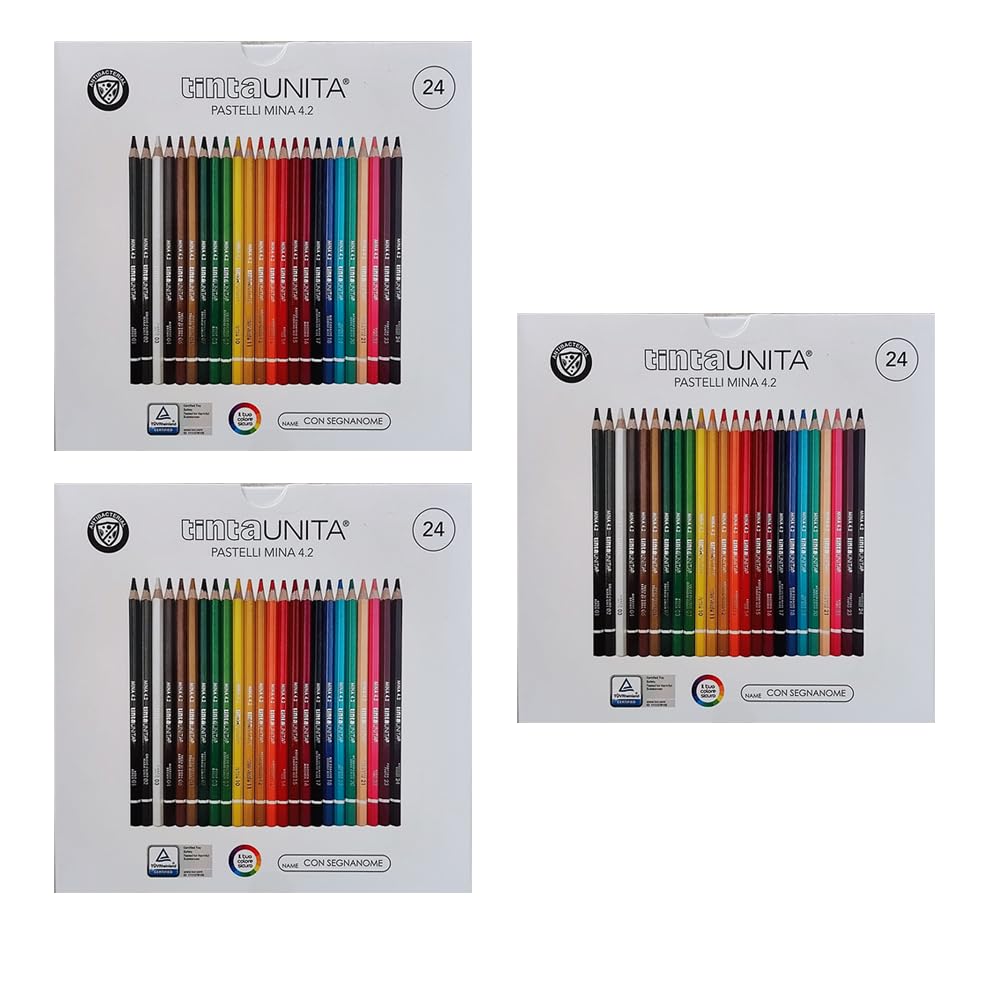Generico Set 3 pacchi Pastelli Tinta Unita da 24, Multicolore -Mina 4.2 mm