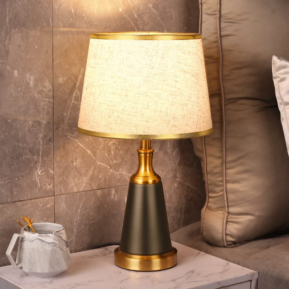 Mengjay Retro lampa biurkowa, lampka nocna z kloszem z tkaniny, lampa stołowa E27, retro i klasyczny design, oszczędność energii