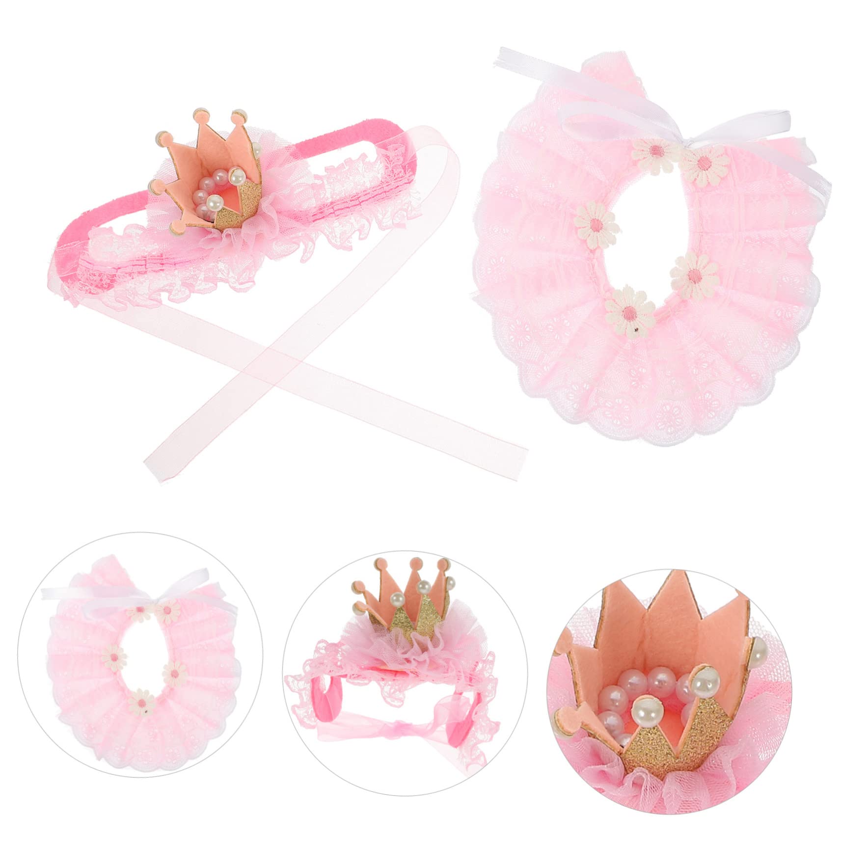 INOOMP 4sets Collari Per Gatti e Cani Con Accessori Cosplay Per Compleanni e Feste Decorazione Elegante e Confortevole Per Animali Domestici