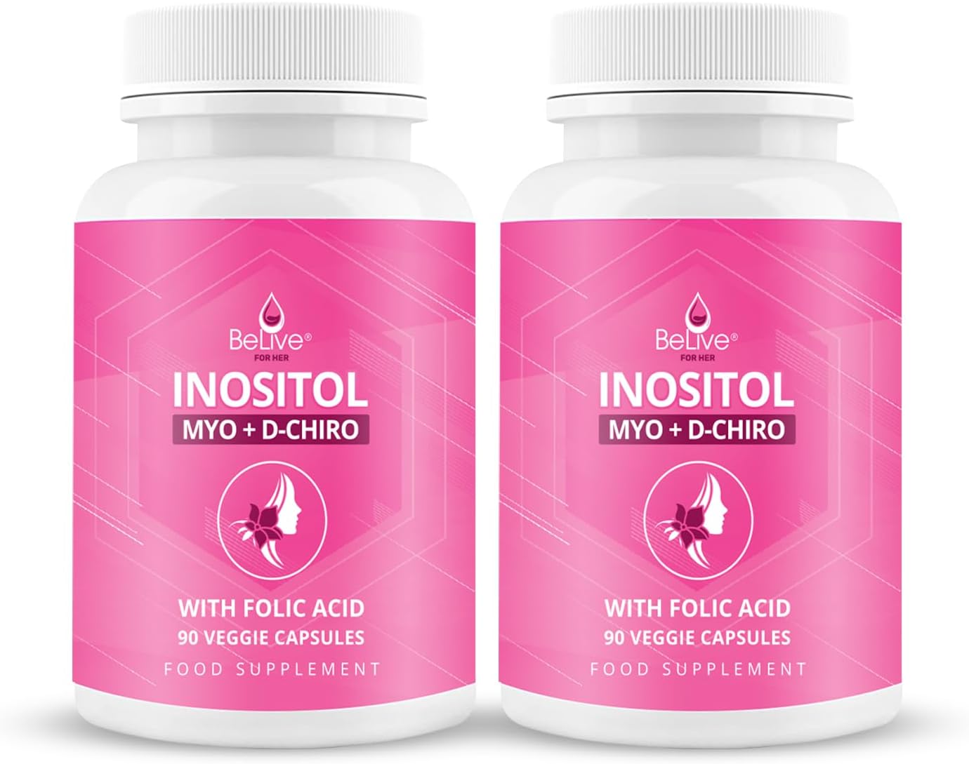 Myo-Inositol & D-Chiro Inositol Capsules with Folic Acid for PCOS | Prenatal Fertility Supplements for Women | Vitamin B8 | Improves Hormonal Balance & Supports Ovarian Function | 40 to 1 (2 Pack)
