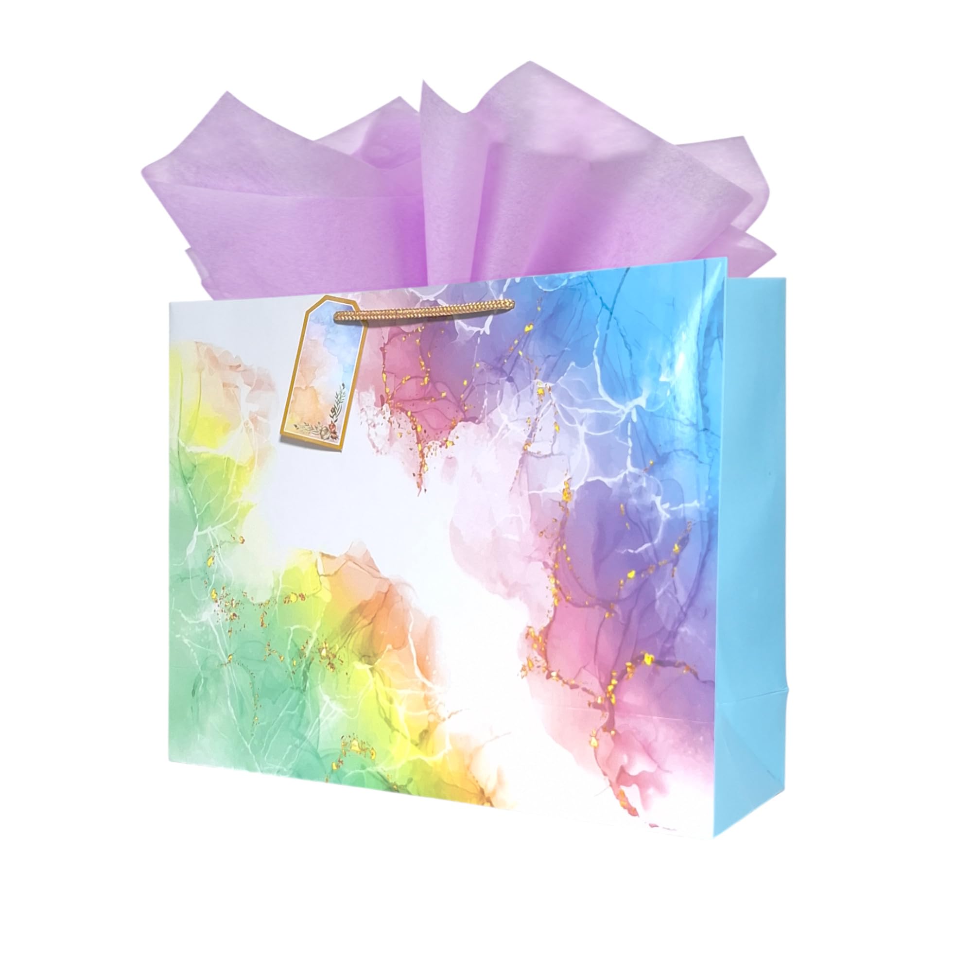 Gift Bags -Large Paper Bags for Return Gifts | Paper Gift Bag | Carry Bags for Gifting |Paper Bags -Goodie Bags with Tissue Paper and Thank You Card Gift Tag |Pack of 5 |Size 12x15x5 inches By Flora Paperbags Wedding | Birthday |