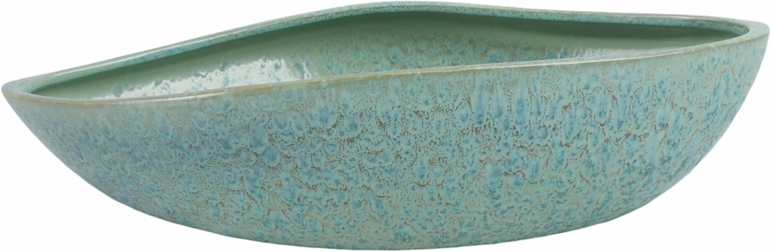 Decorative Ceramic Bowl with Abstract Pattern for Coffee Table - Modern Home Decor Accent for Table Centerpiece Decoration or Living Room Decor - Kitchen Counter Decor, Key, or Candy Bowl- 5", Green