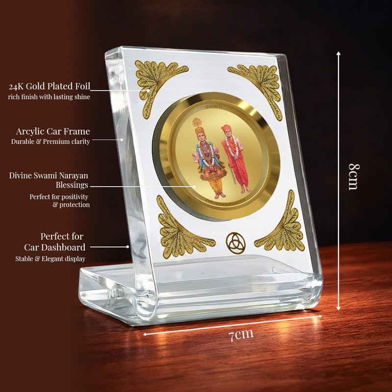 Image of DIVINITI 24K Gold Plated Religious Car Dashboard Frame | Premium God Idol Frame for Car, Home Mandir & Office Table | Spiritual Gift, Decorative Showpiece