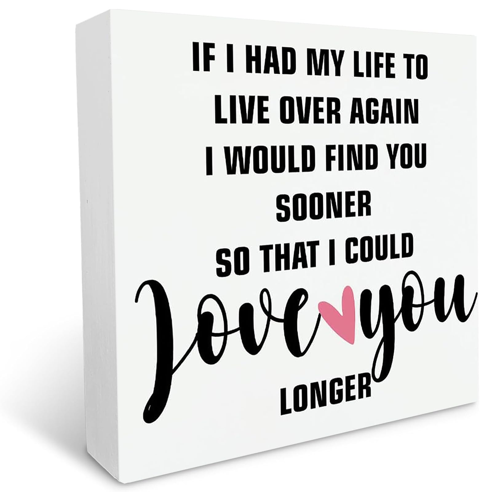 Inspirational I Love You Sign Rustic Wooden Box Sign White Desk Decor Classic Wood Square Block Sign for Home Office Farmhouse Bathroom Living Room Desktop Table Shelf Decoration 7x7 Inch