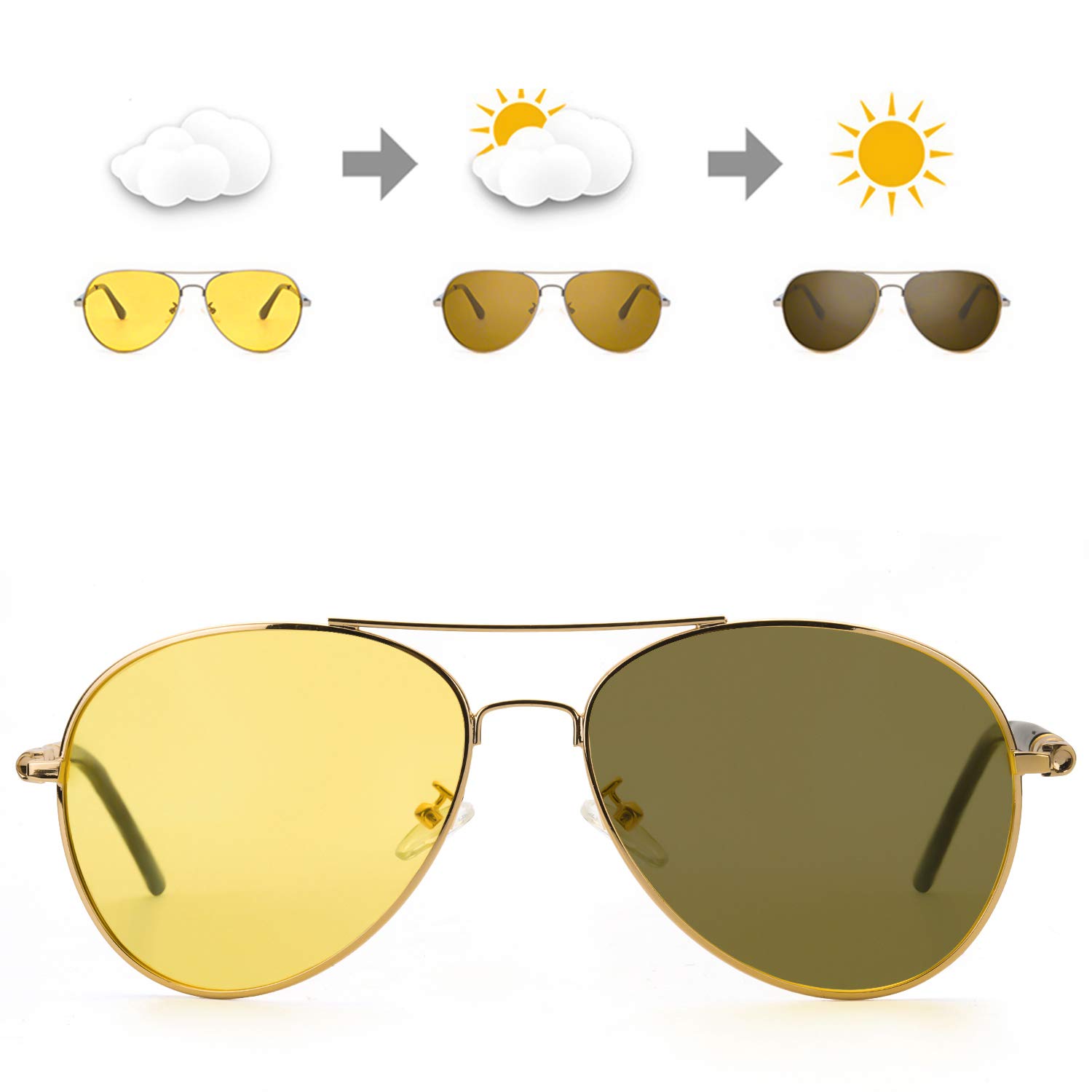 Aviator Photochromic Night-Vision Glasses