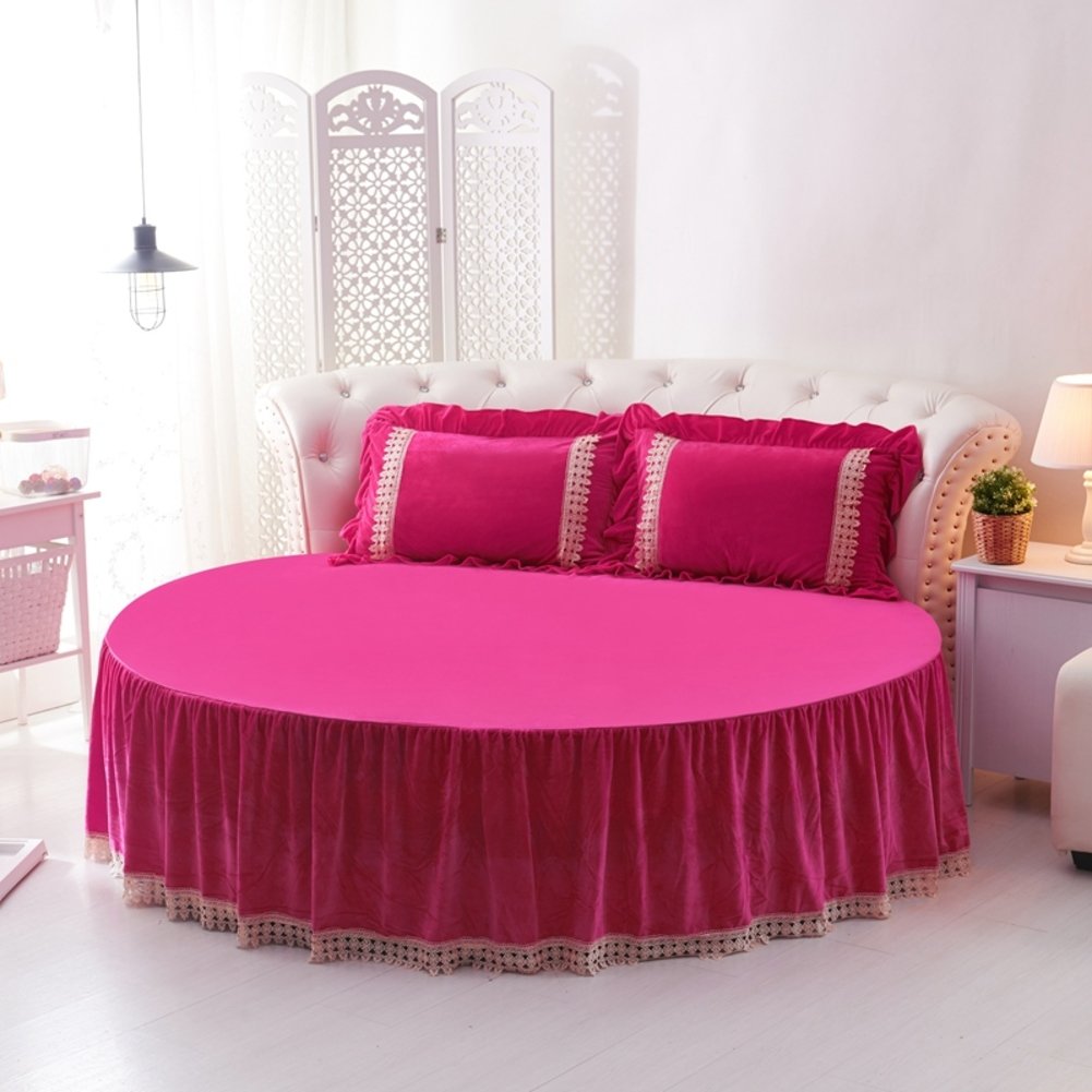 Round Bed Sheets,Crystal Velvet Warm bedspreads Soft Bed Cover King-Q diameter220cm(87inch)